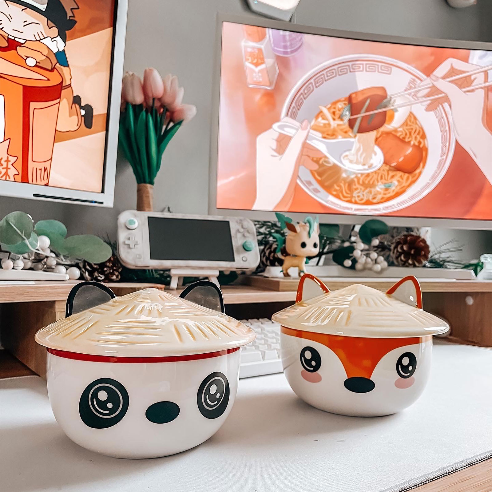 Fuchs Kawaii skål med lock för anime-fans