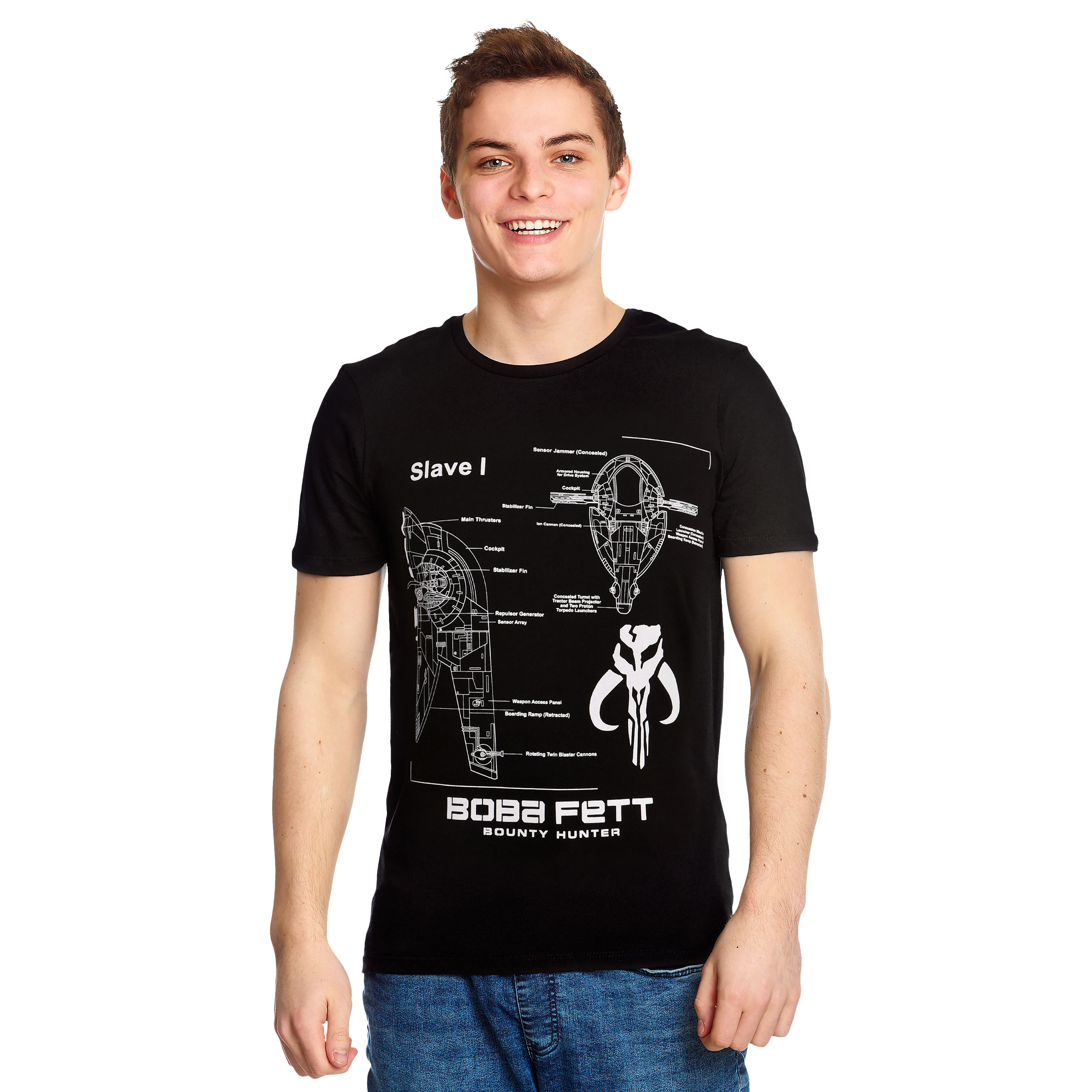 Star Wars - Boba Fett Slave I Sketch T-Shirt schwarz
