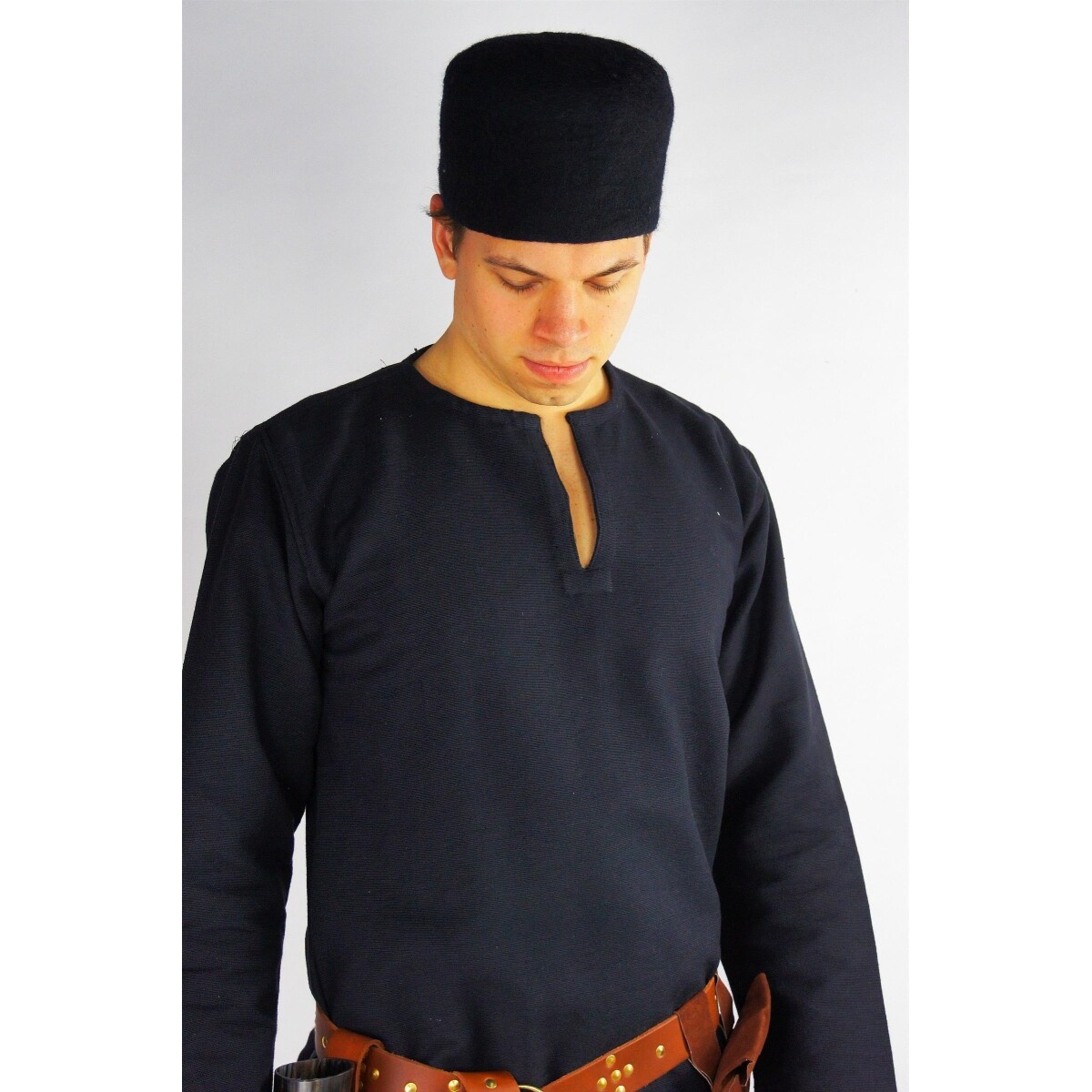 Berretto medievale in feltro di lana Hans nero