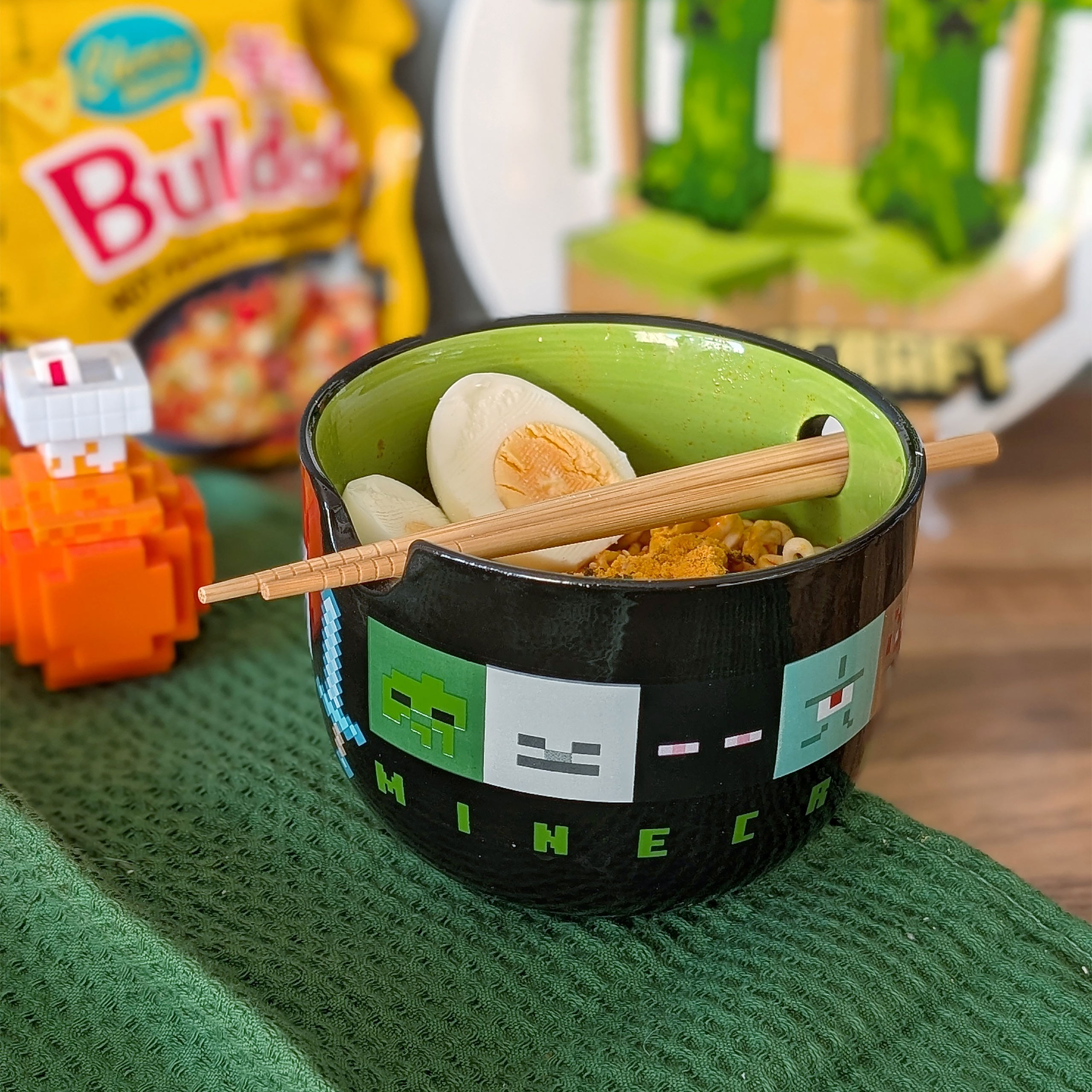 Minecraft - Creeper Ramen Schale mit Ess-Stäbchen