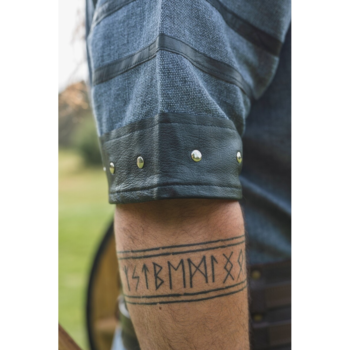 Medeltida vikingatunika Rollo kortärmad blågrå