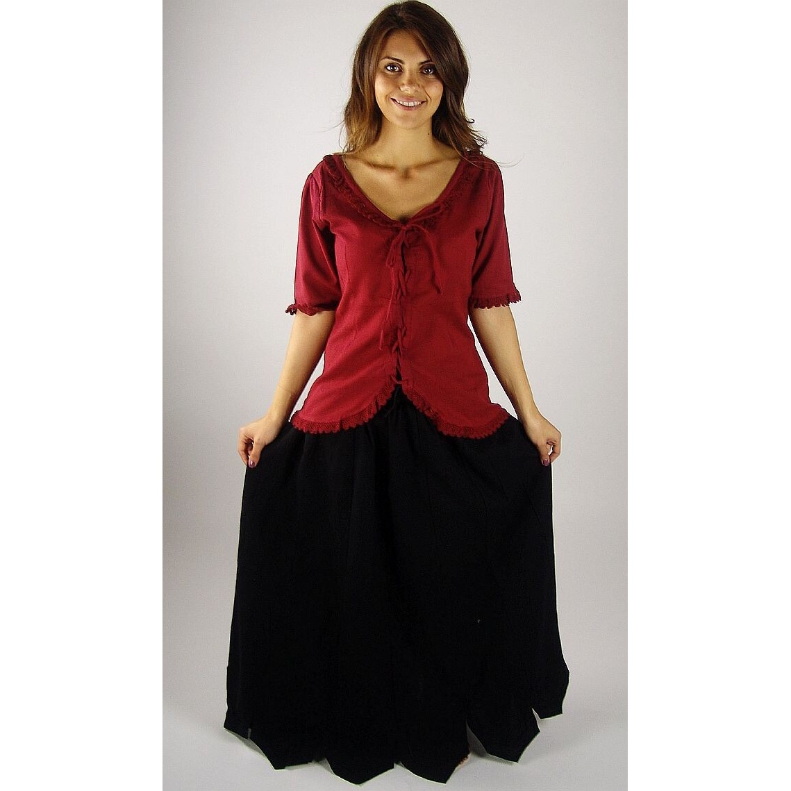 Middeleeuwse blouse met korte mouwen Gabriela rood