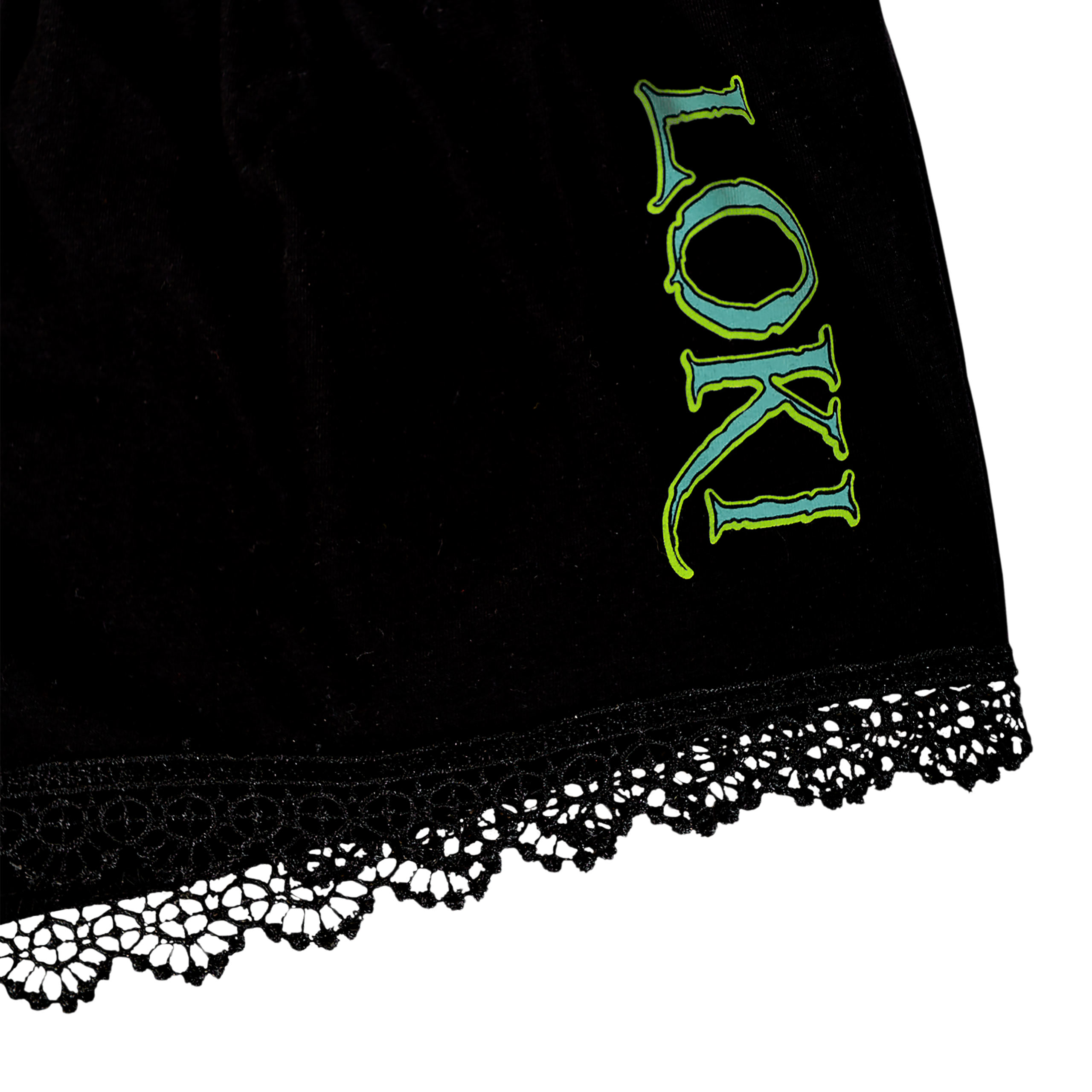 Loki - Logo Pyjama Damen kurz mit Spitze schwarz