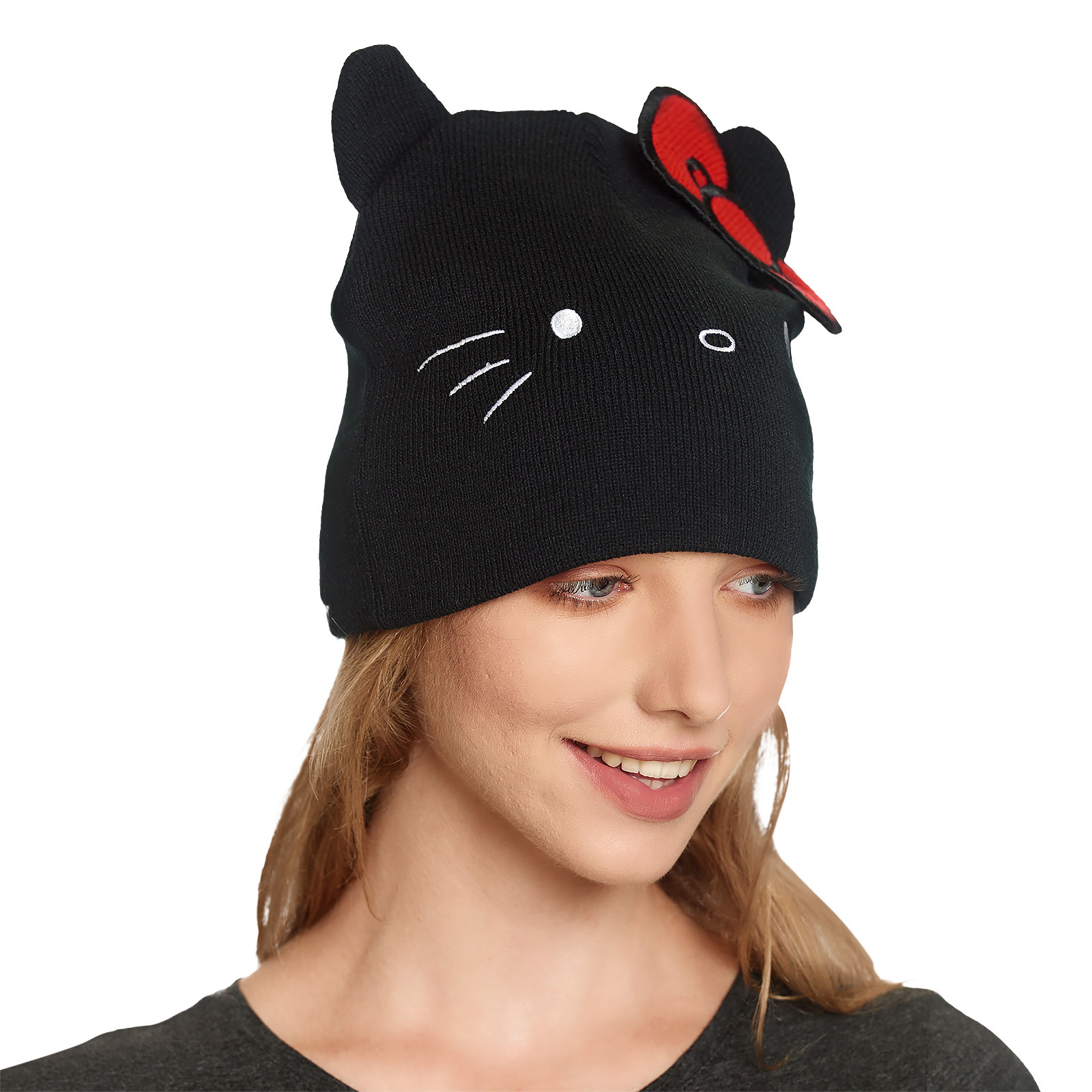 Bonnet Hello Kitty avec oreilles et noeud