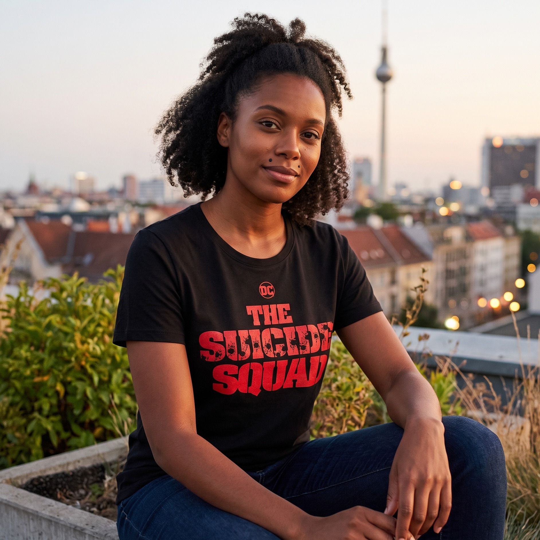 The Suicide Squad - T-shirt nera con logo Shot