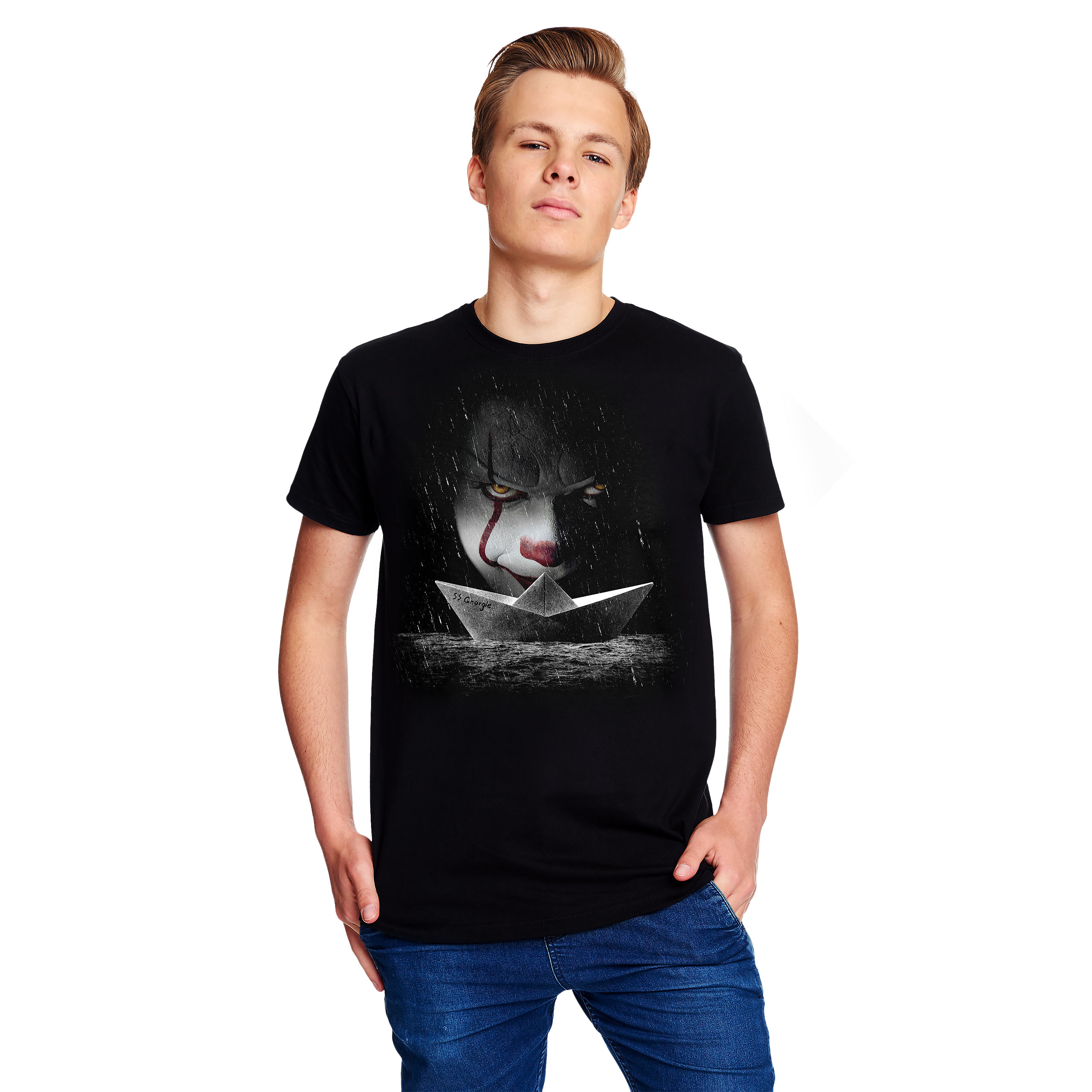 Stephen King's IT - Pennywise Paper Boat T-Shirt Black
