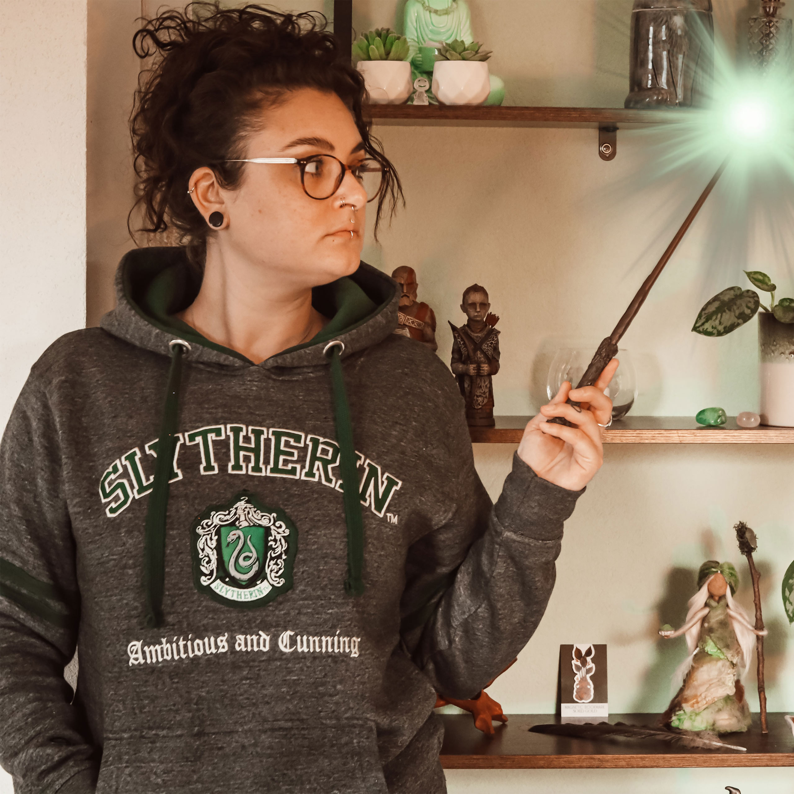 Harry Potter - Slytherin Wappen Premium Hoodie grau