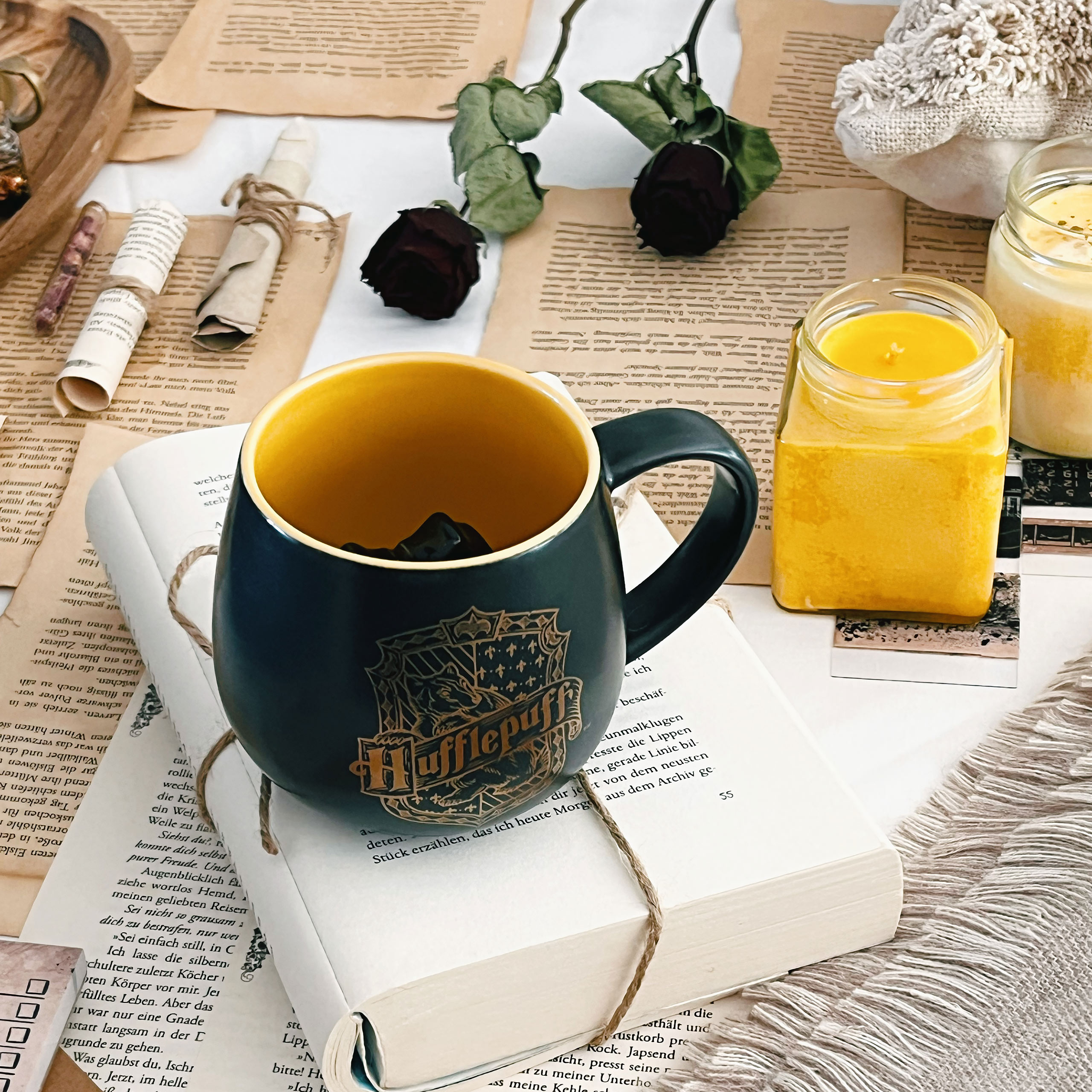 Hufflepuff Mok met 3D Hogwarts Wapen Binnenin - Harry Potter