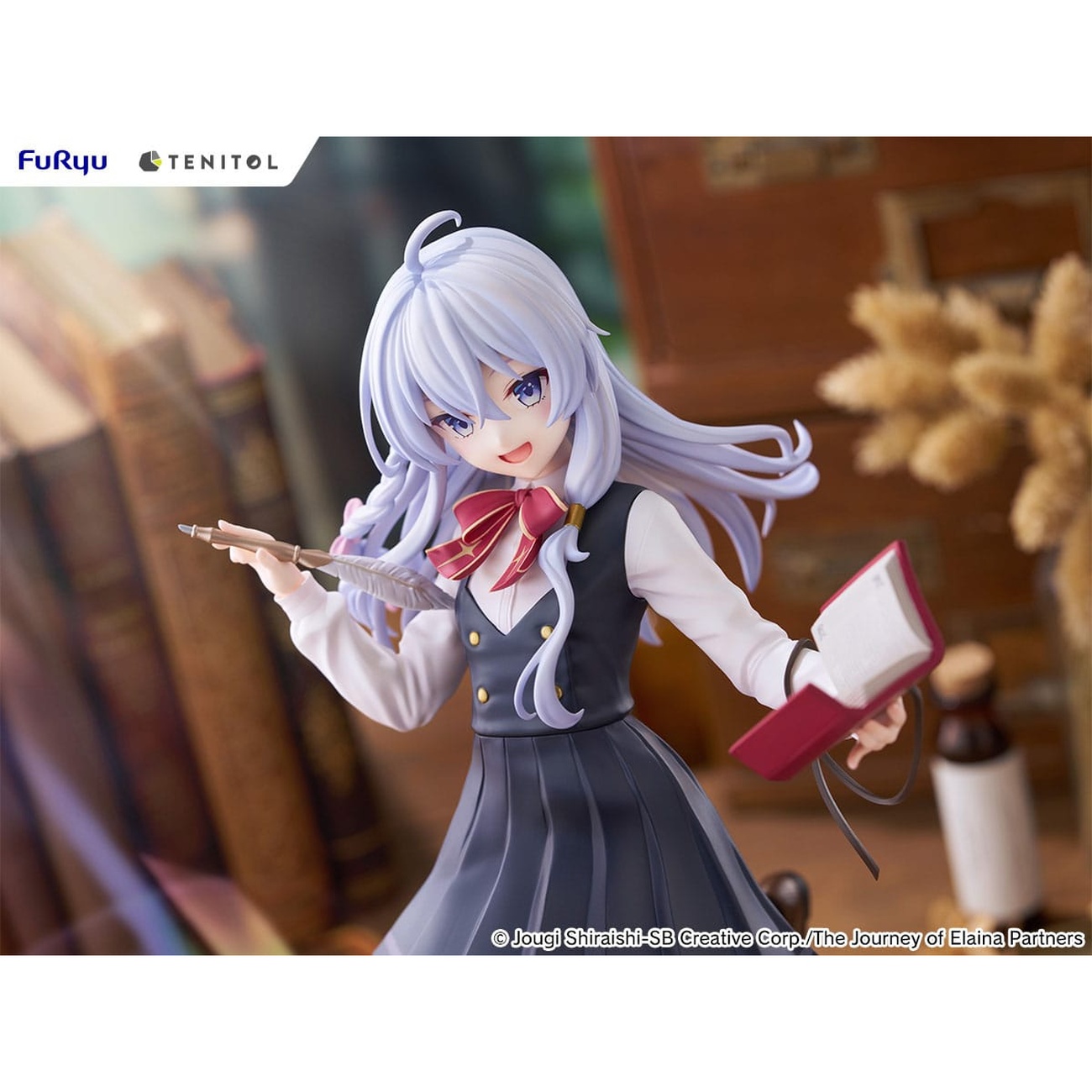 Wandering Witch: The Journey of Elaina statua alta in PVC Tenitol Elaina versione uniforme scolastica 29 cm