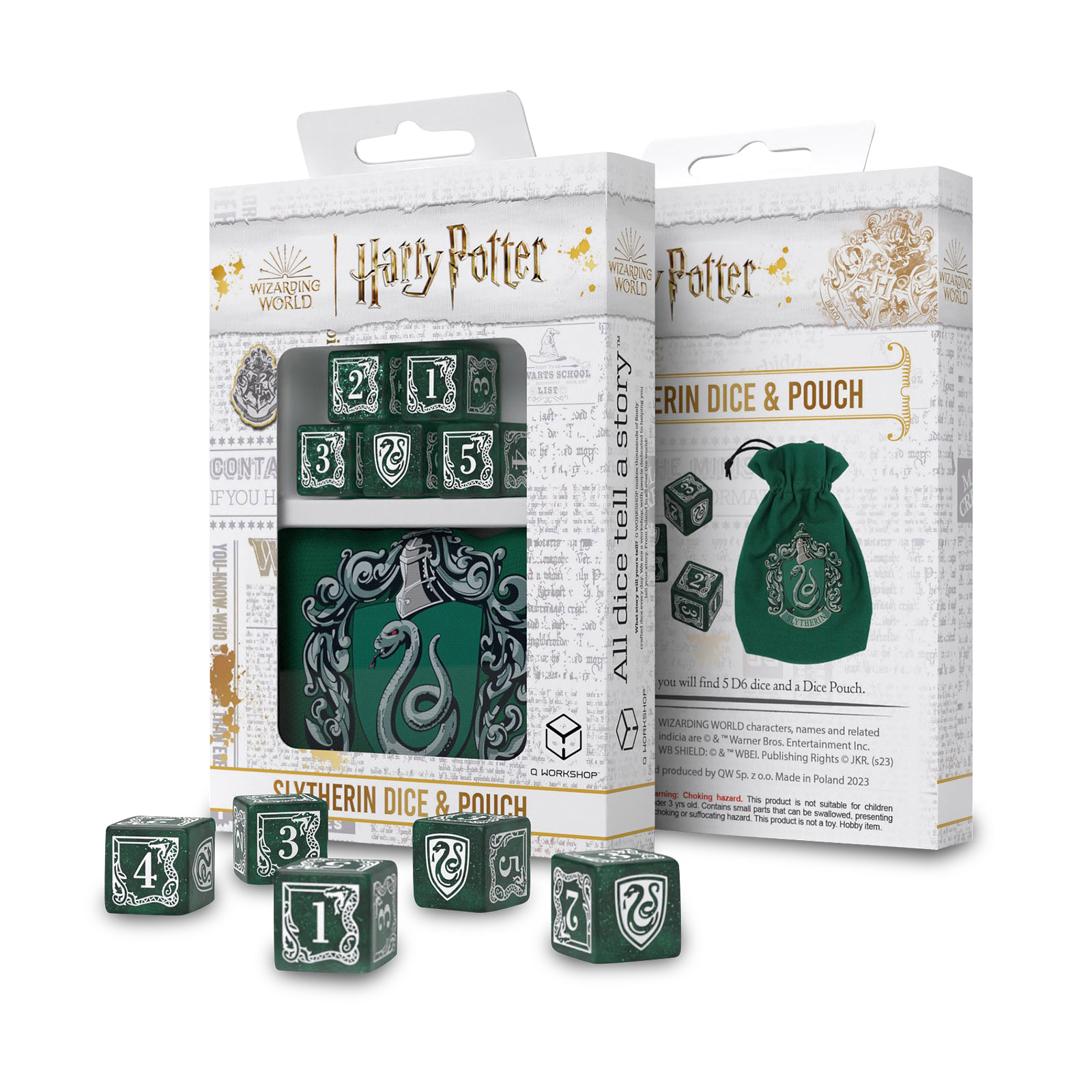 Harry Potter - Slytherin RPG Dobbelsteen Set 5tlg met Dobbelsteen Zakje Groen