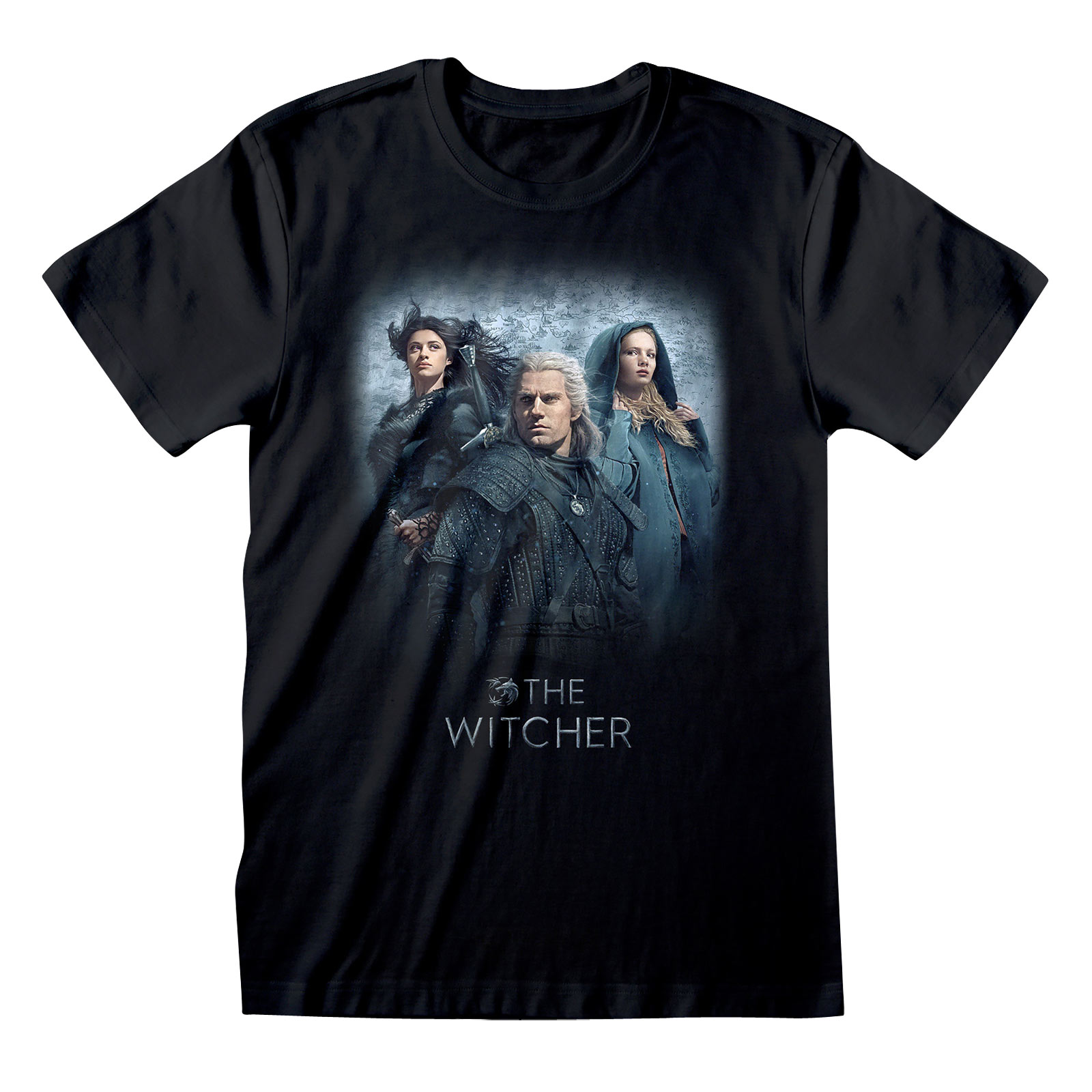 Witcher - Geralt Yennefer en Ciri Dames T-Shirt Zwart