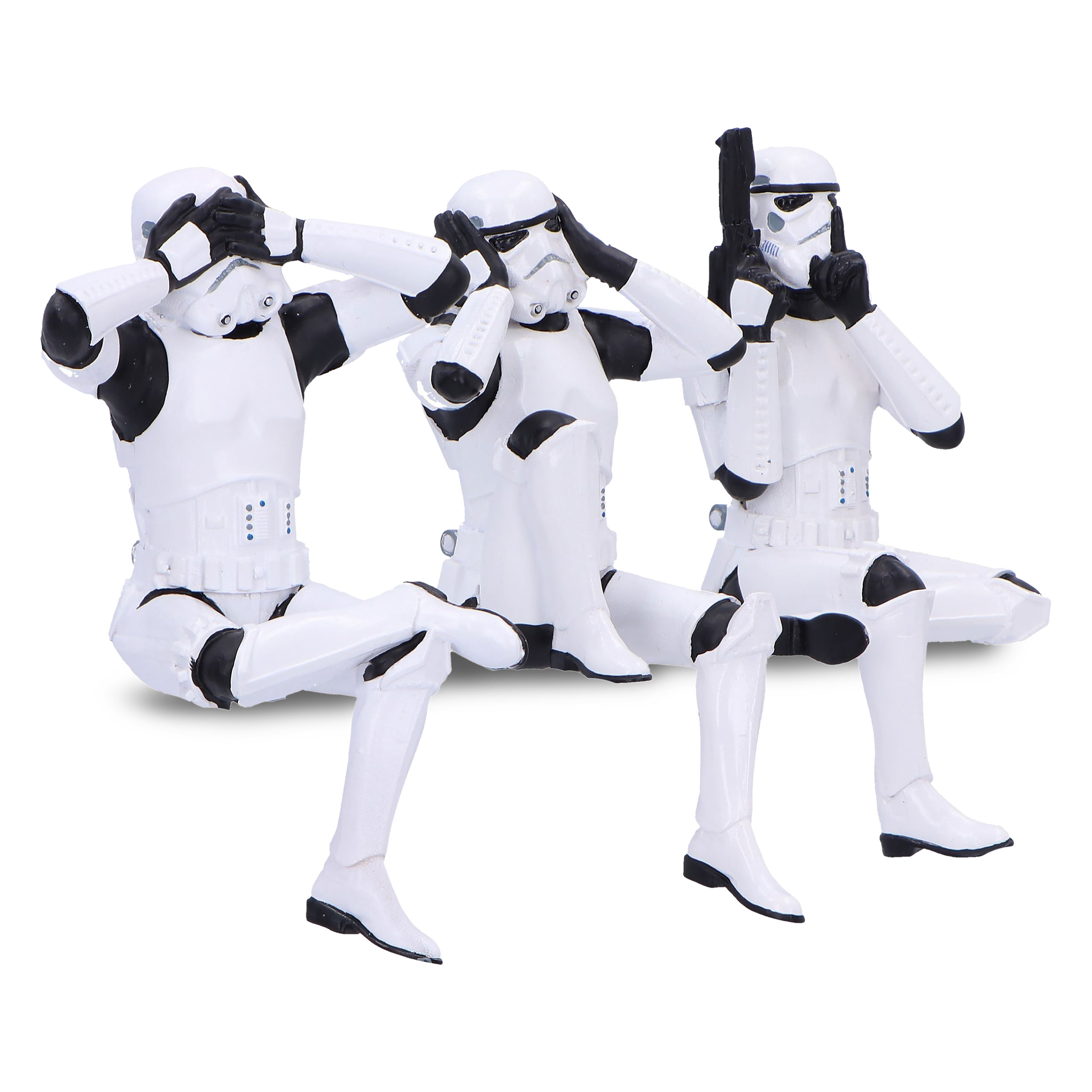 Conjunto de figuras de Stormtrooper original No veas No oigas No hables sentado