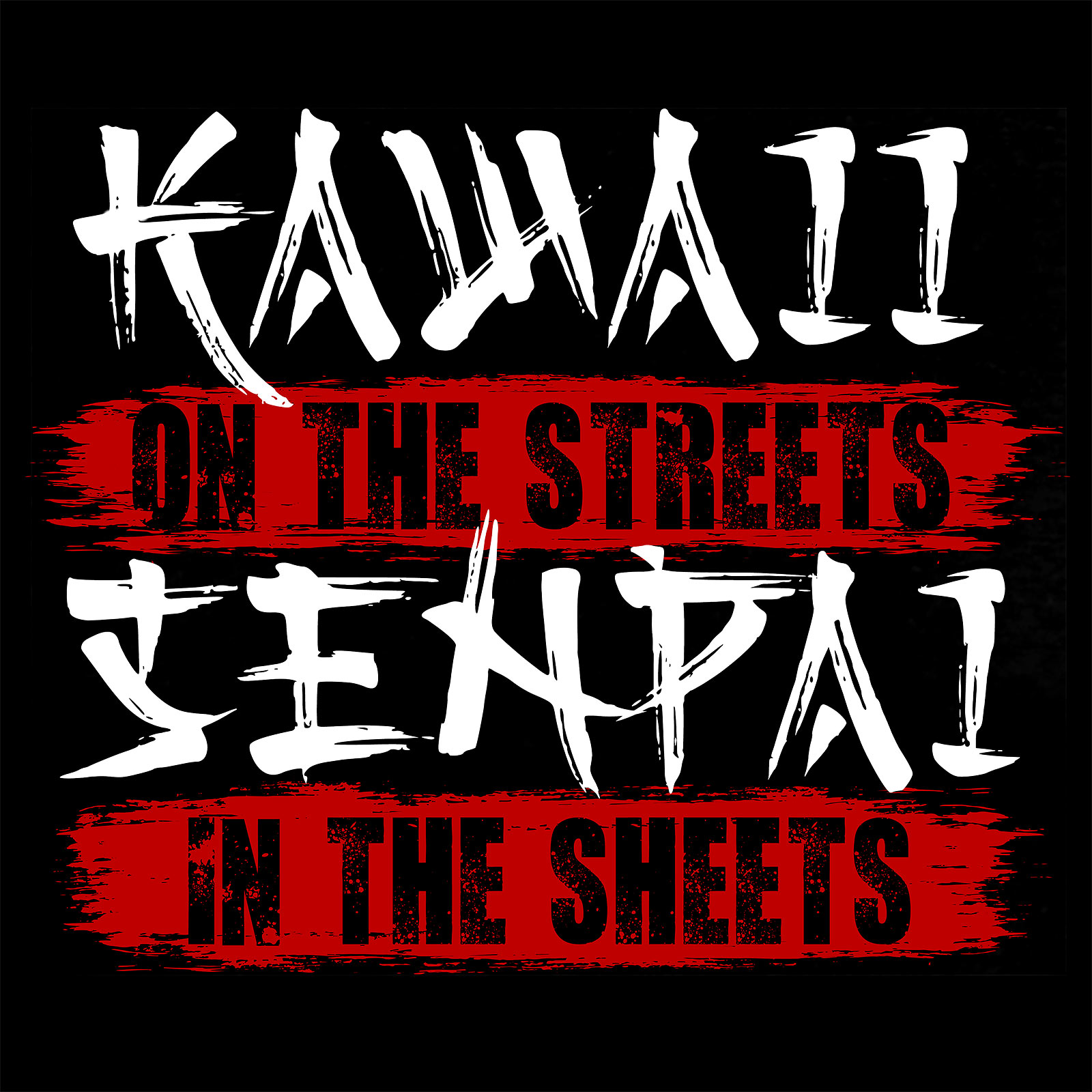 Kawaii & Senpai T-shirt voor Anime Fans Zwart