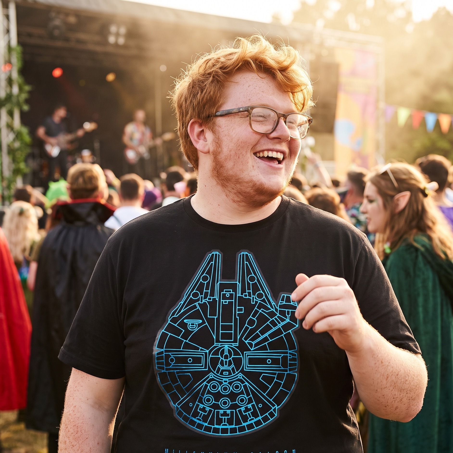 Star Wars - T-Shirt Millennium Falcon noir