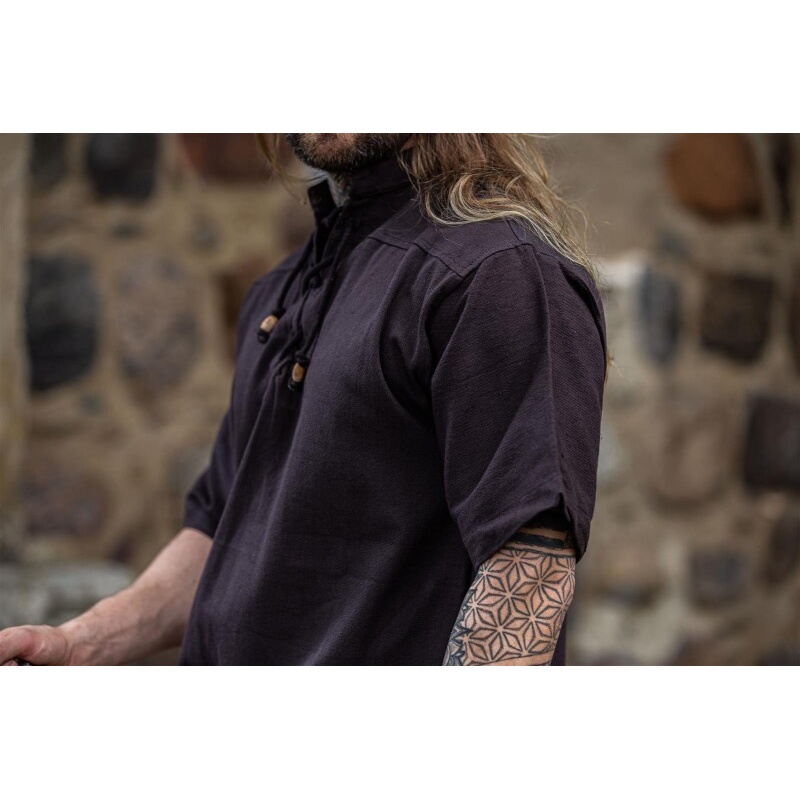 Camisa medieval Erik manga corta marrón