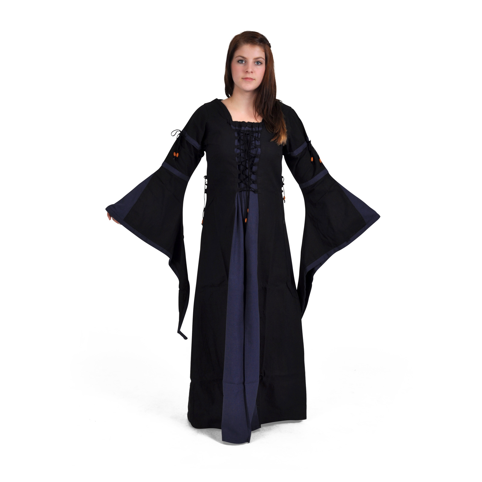 Elisa - Robe médiévale noire-bleue