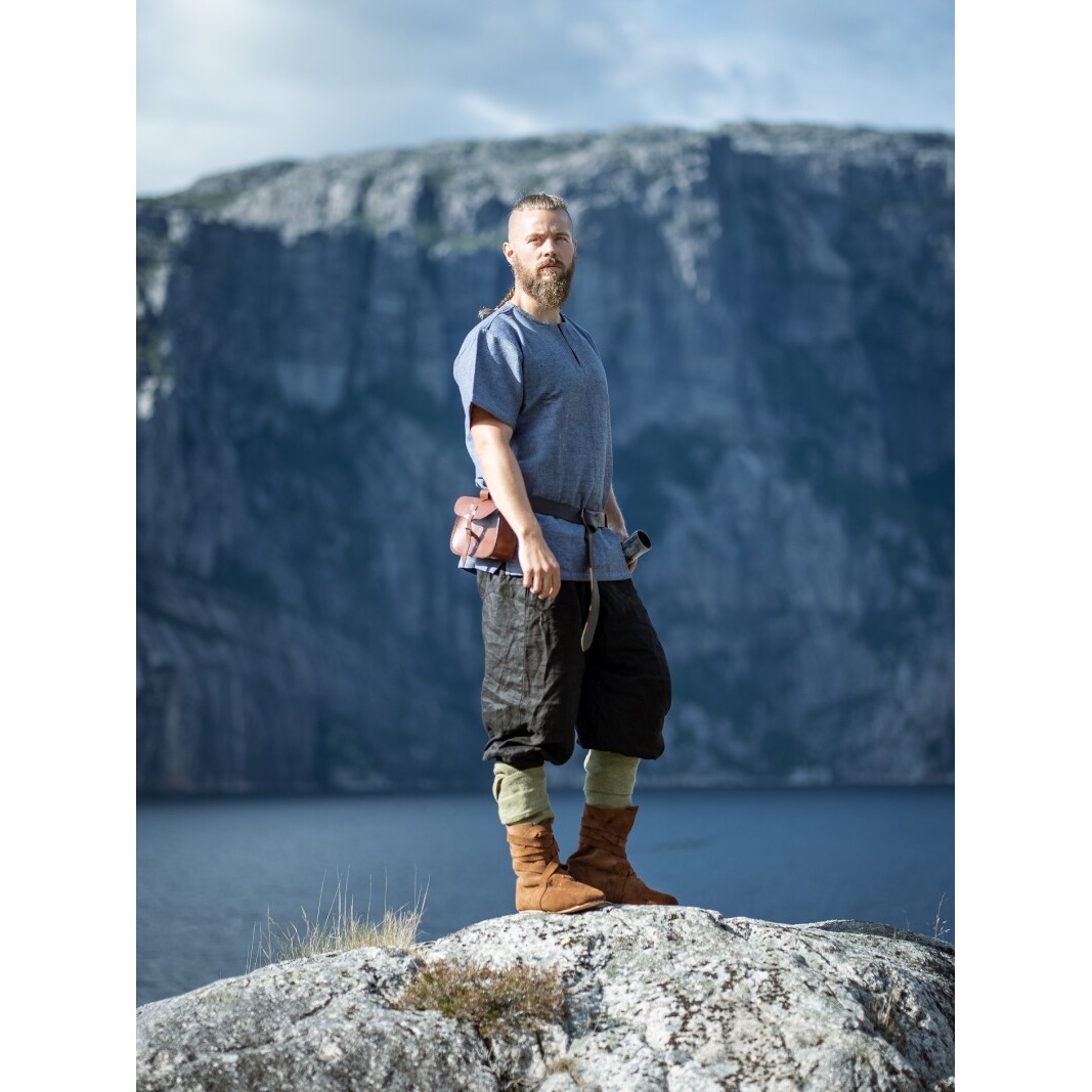 Medieval Viking Tunic Edmund Short Sleeve Blue-Grey