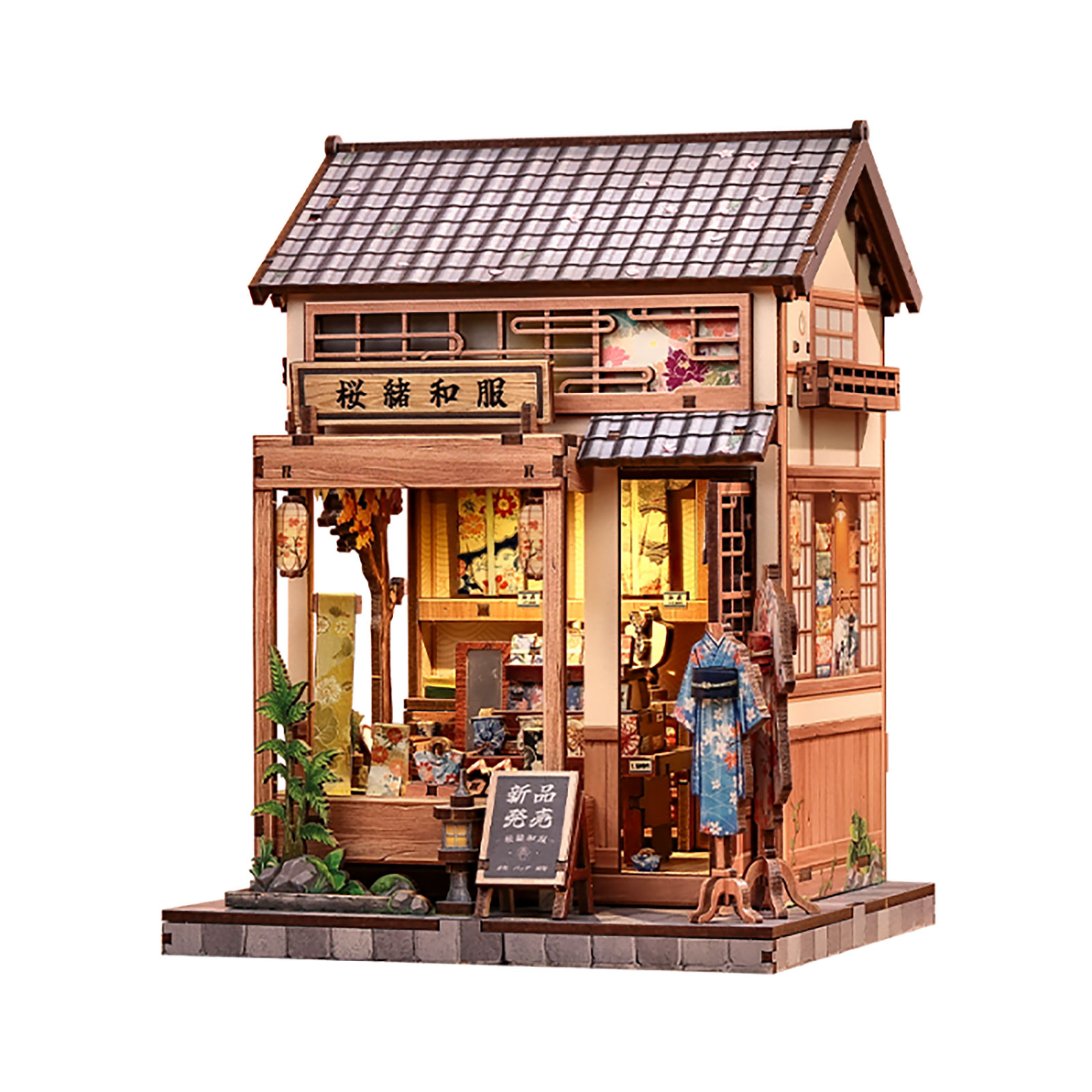 CuteBee - Modellino casa in miniatura Sakura O Kimono Shop Book Nook