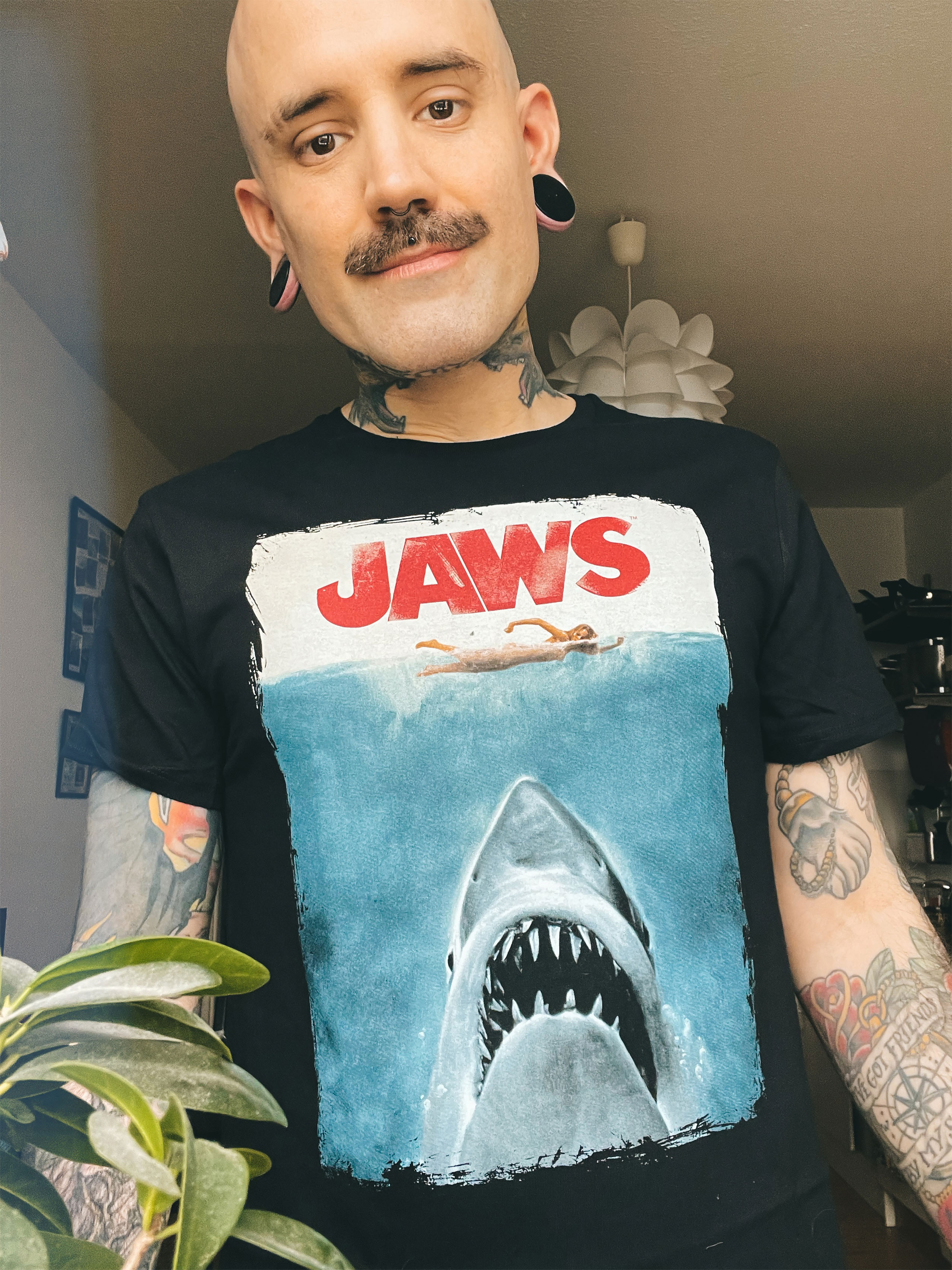De Witte Haai - Jaws Poster Shirt Zwart