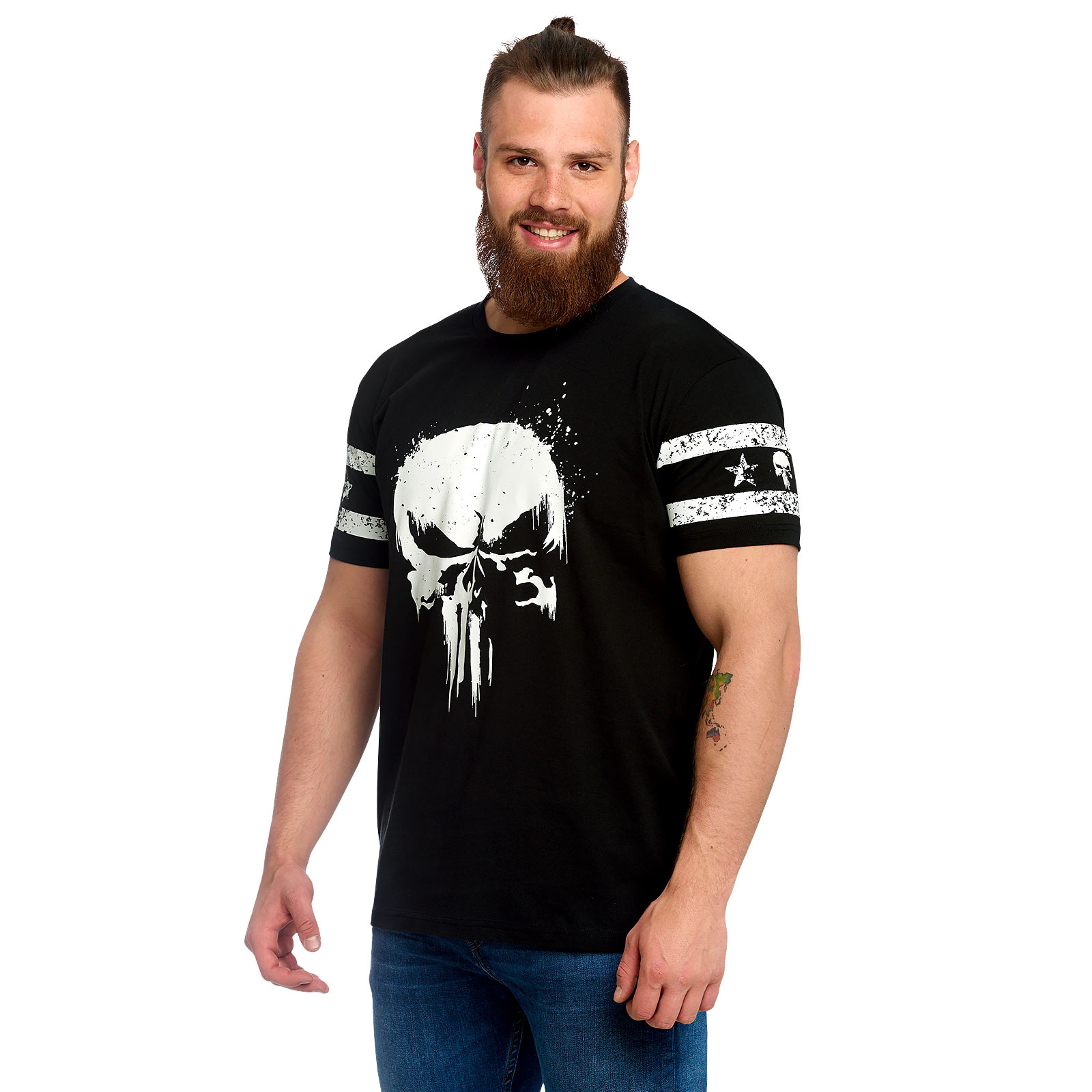 Punisher - Skull Logo T-Shirt mit Ärmelprint schwarz