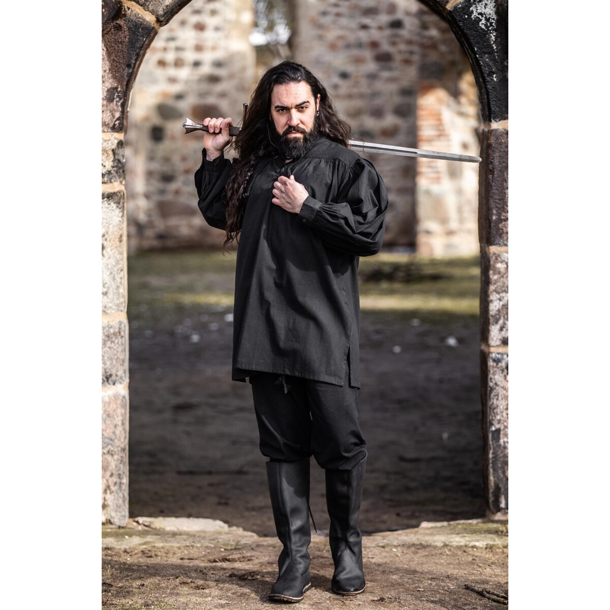 Camisa medieval Ulrich negra
