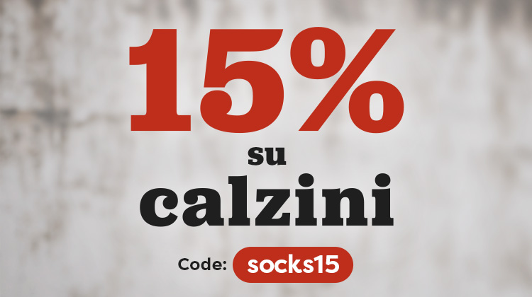 15 percento di sconto sui calzini con il codice socks15.