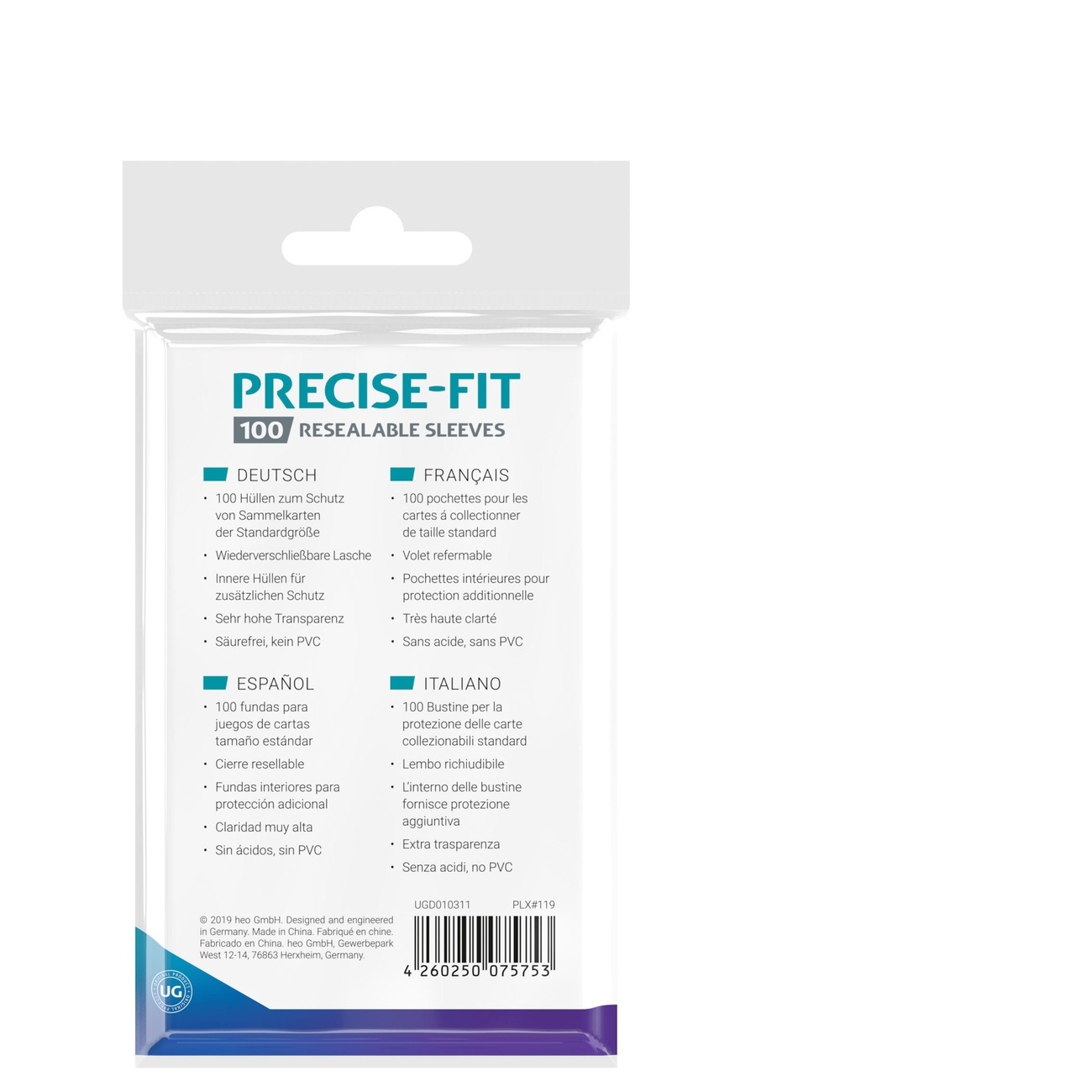 Ultimate Guard Precise-Fit Sleeves Standard Size (100) - Resealable