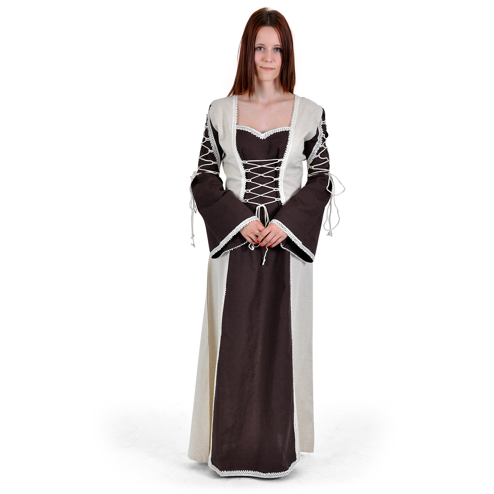 Robe médiévale Magdalena marron-naturel