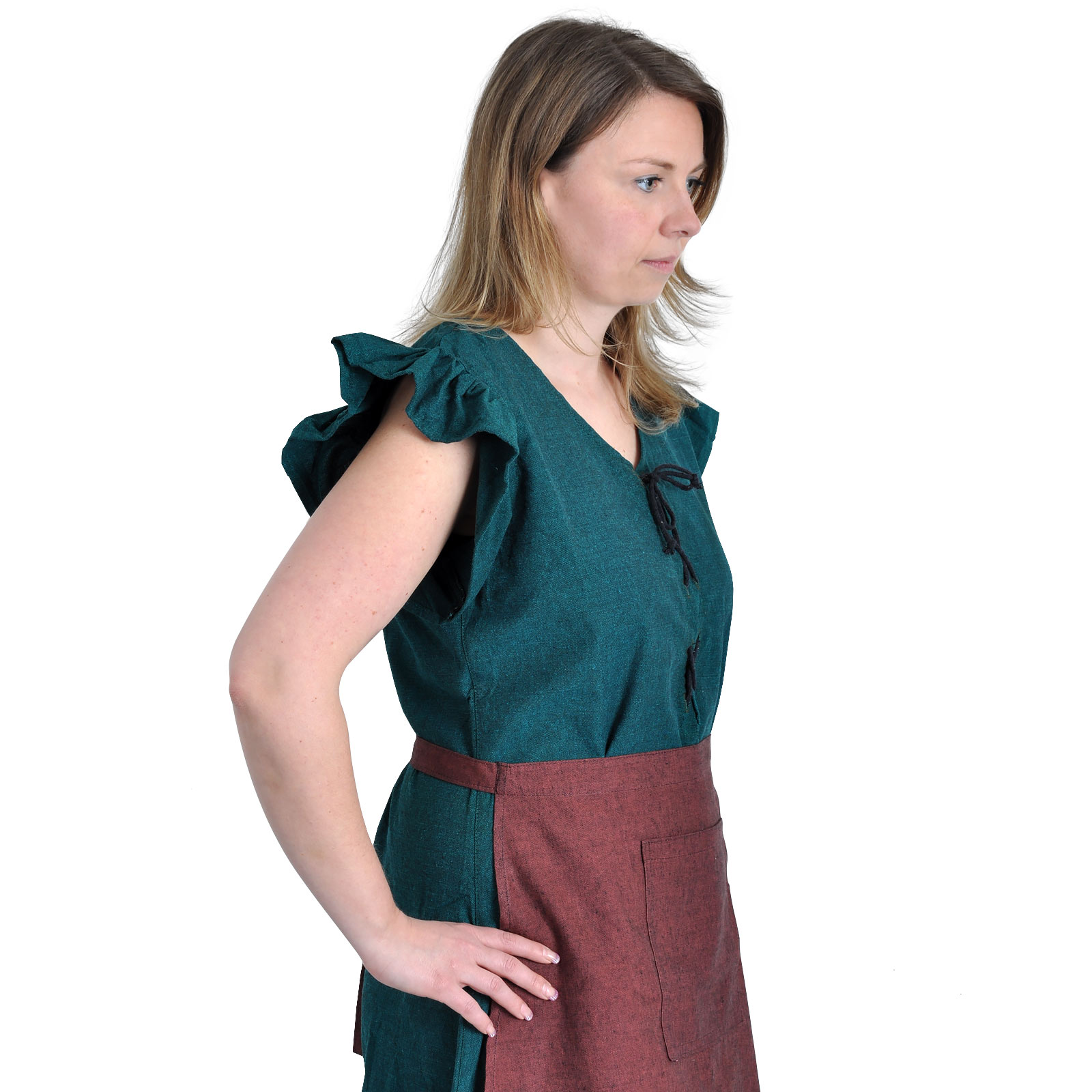 Medieval Dress Agga Short Sleeve with Apron Green