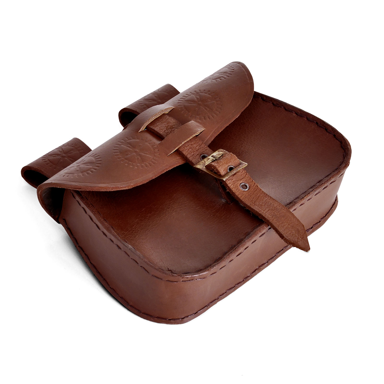 Sac ceinture médiéval avec embossage brun