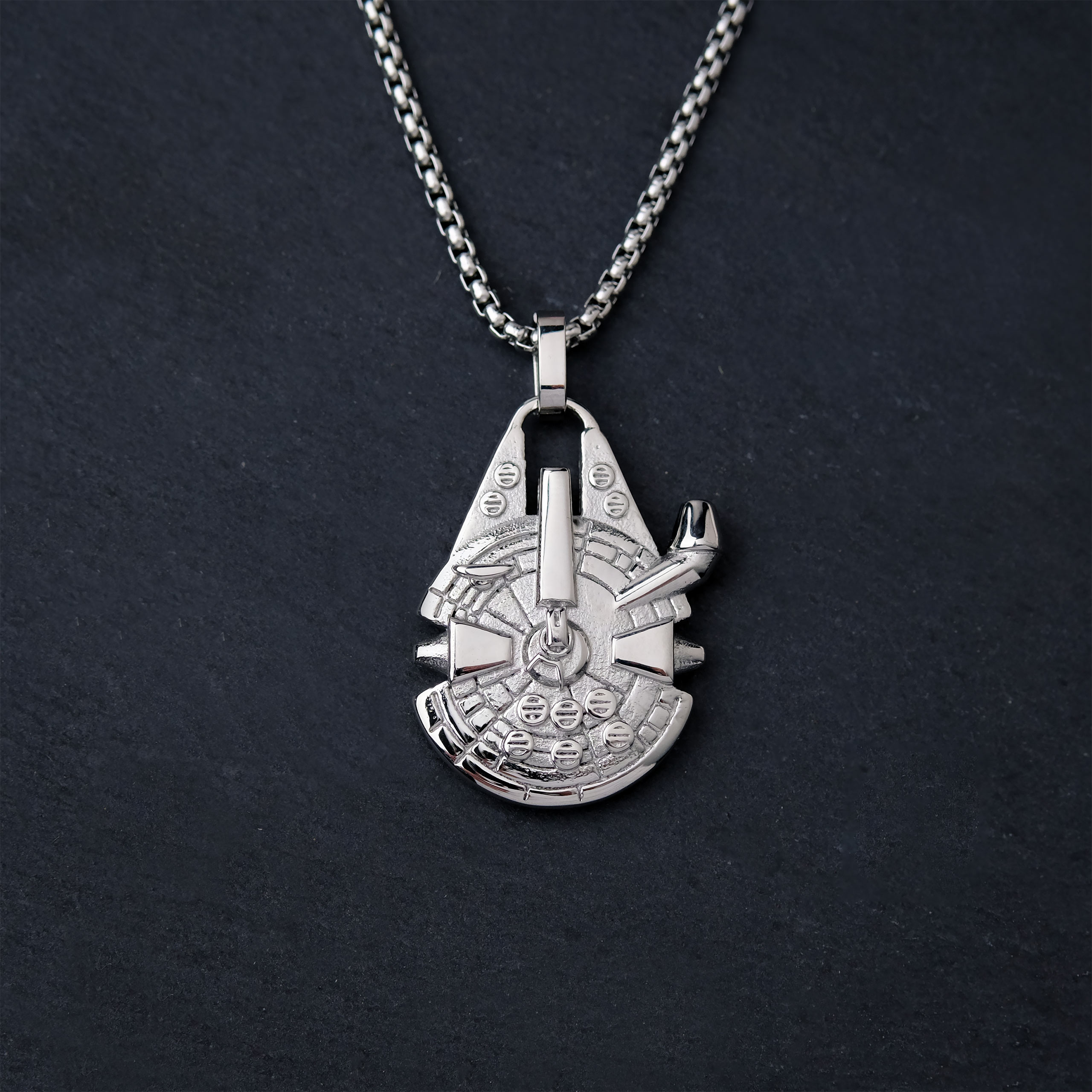 thumbnail image 2 of Star Wars Millennium Falcon Keychain - Han Solo Metal Pendant Necklace, Unisex 2 of 6