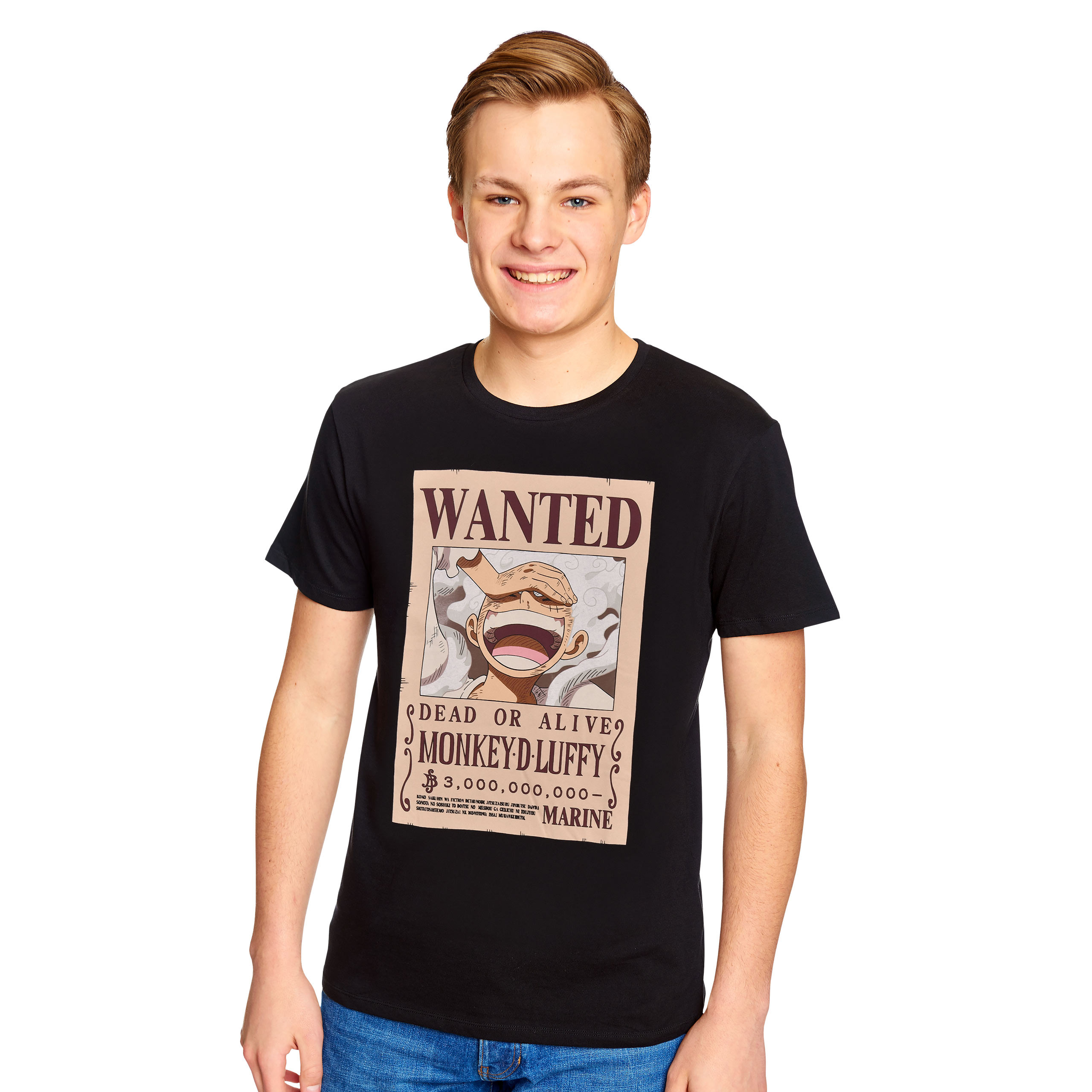 One Piece: Gear 5 - Wanted Luffy Zwart T-Shirt