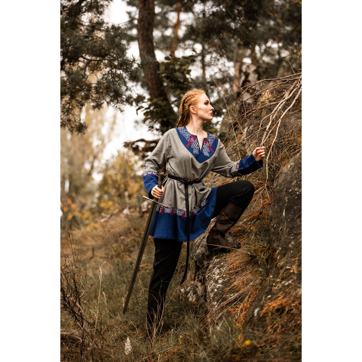 Tunique viking médiévale Freydis gris