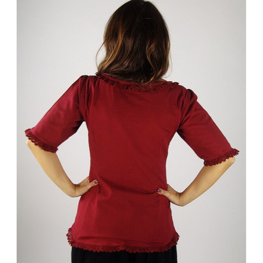 Middeleeuwse blouse met korte mouwen Gabriela rood