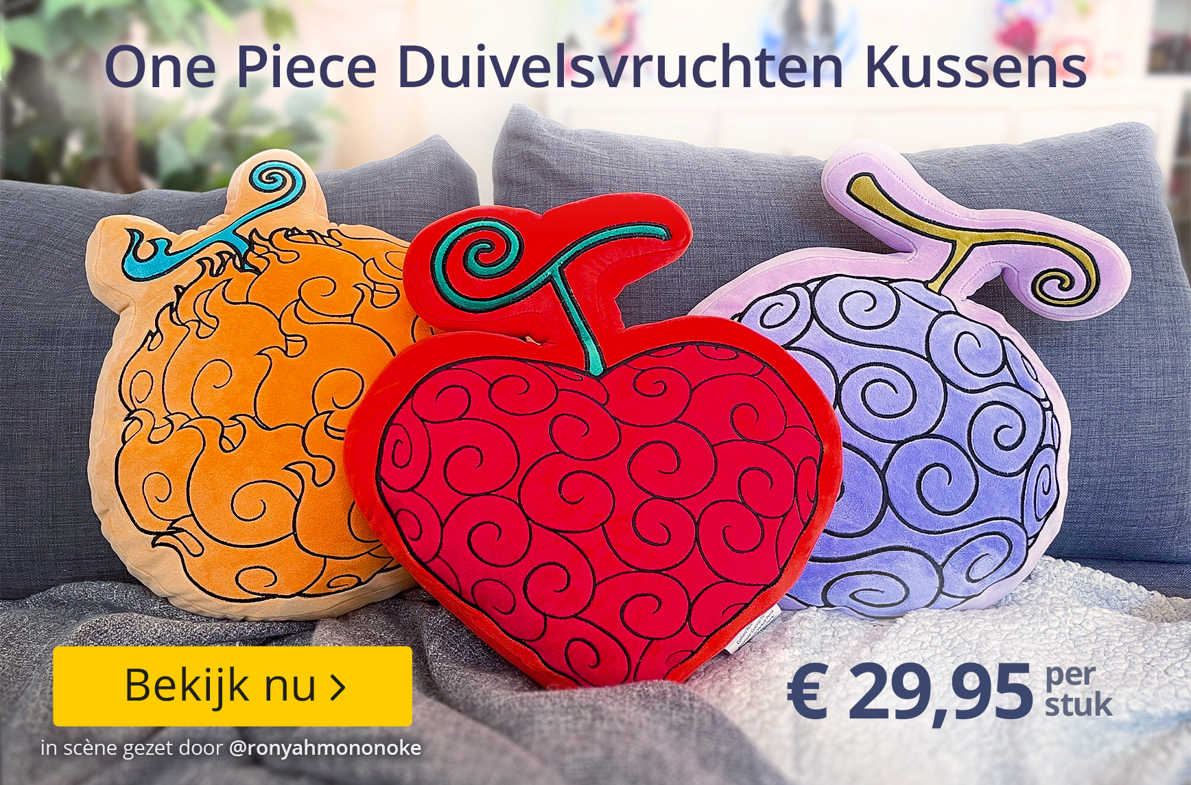 One Piece Duivelsvruchten Kussens - € 29,95 per stuk