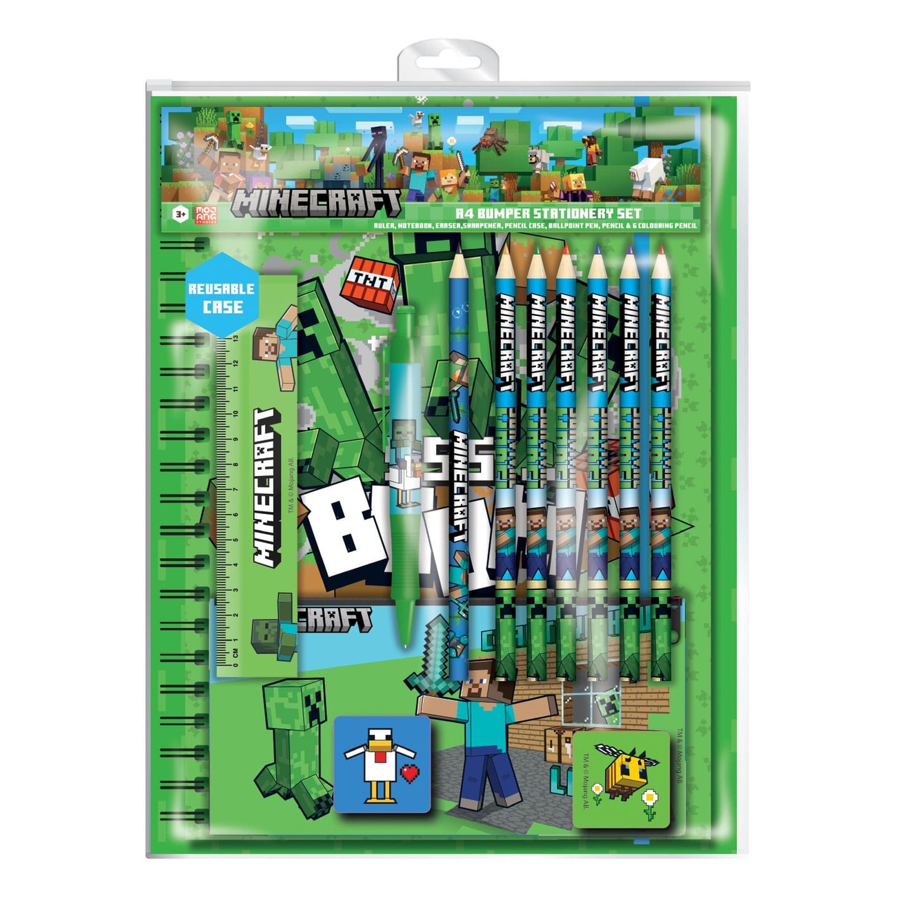 Minecraft Set de escritura 12 piezas A4 Bumper