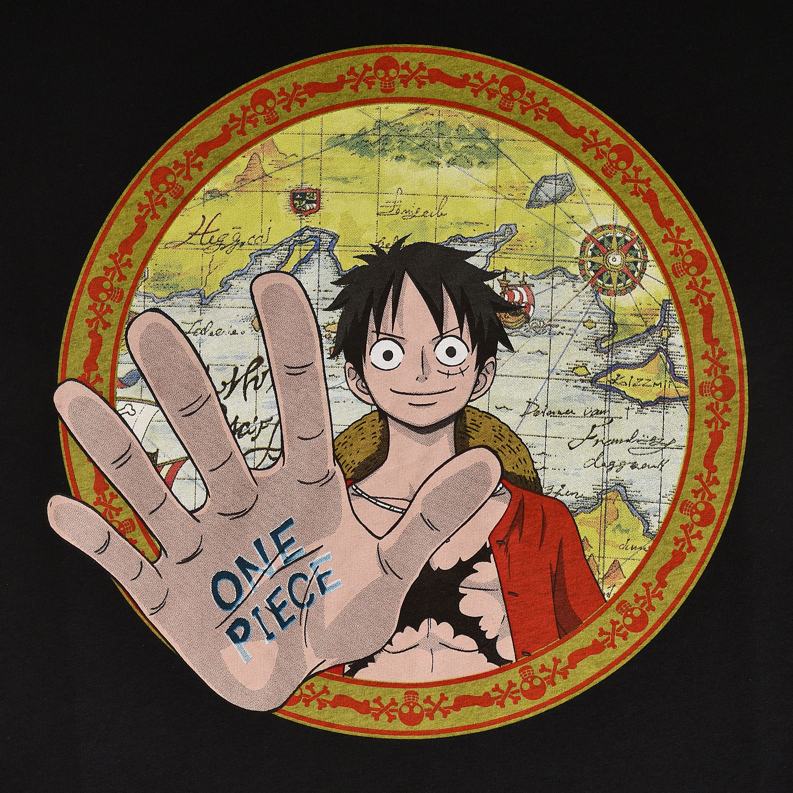 One Piece - T-shirt Map Circle noir