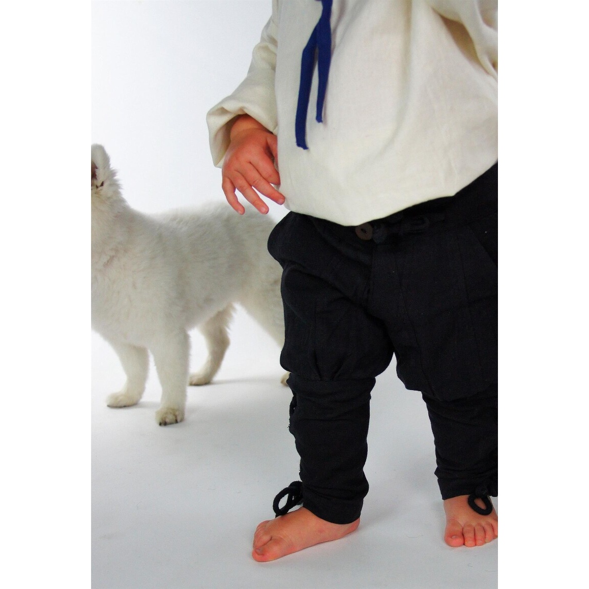 Pantaloni medievali Jecklein con lacci alle gambe neri