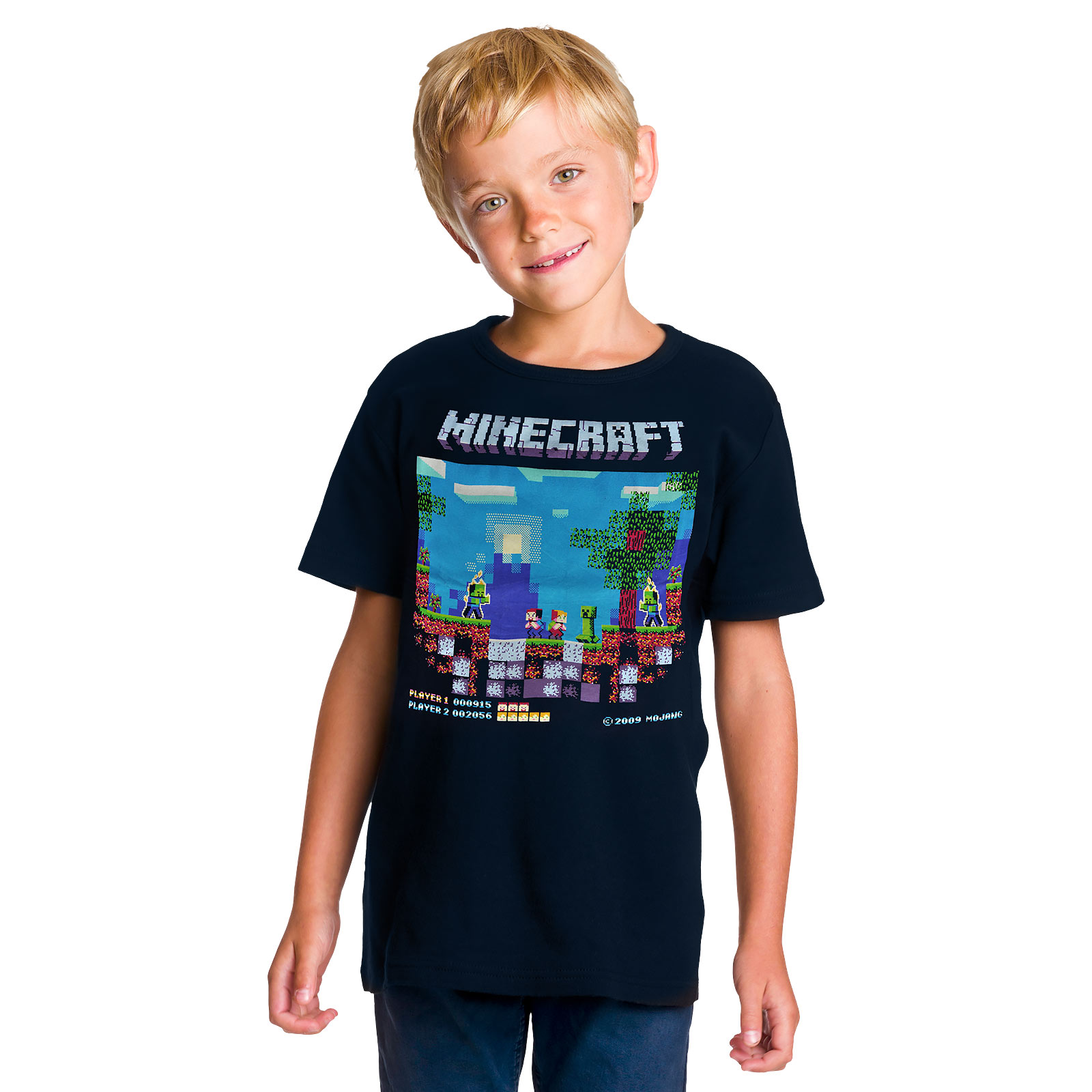 Minecraft - T-shirt rétro Brawler pour enfants bleu