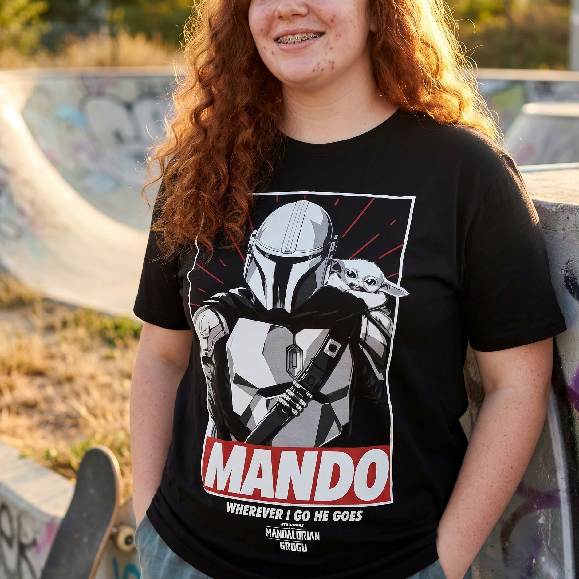 Mando Wherever I Go He Goes T-Shirt Black - Star Wars The Mandalorian