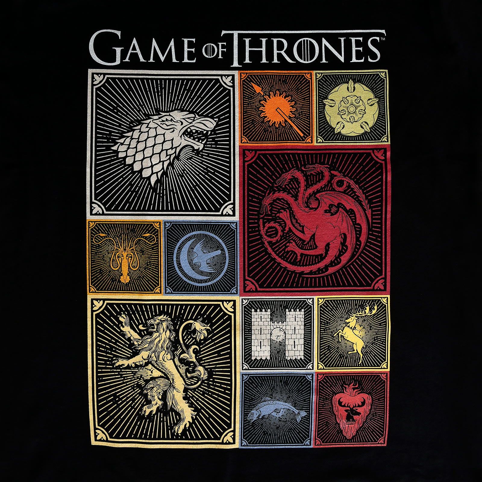Game of Thrones - Häuser Wappen T-Shirt schwarz