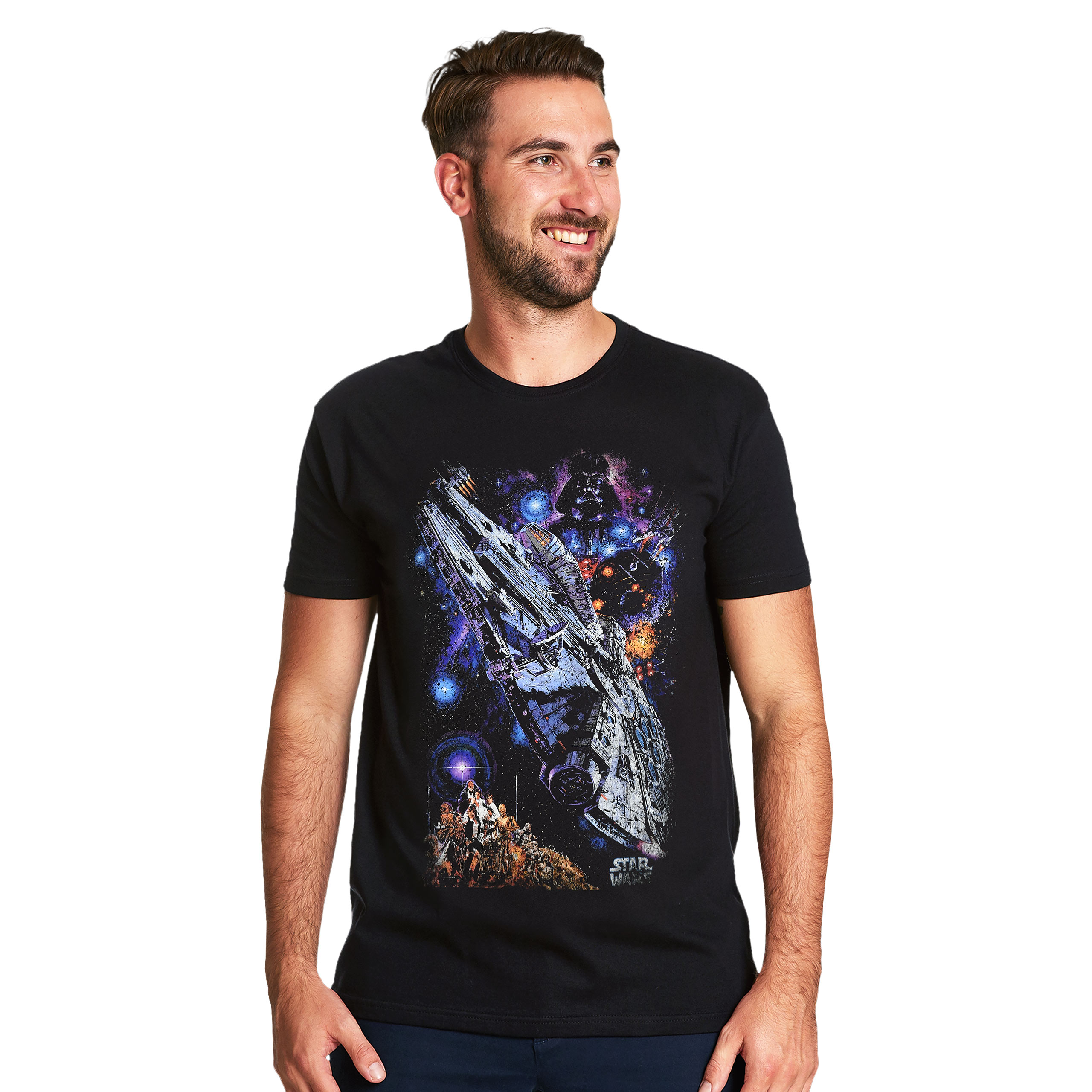 Star Wars - Galaxy Ship Poster T-Shirt schwarz