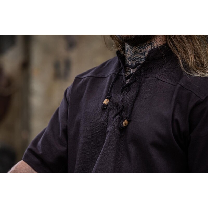 Camisa medieval Erik manga corta marrón