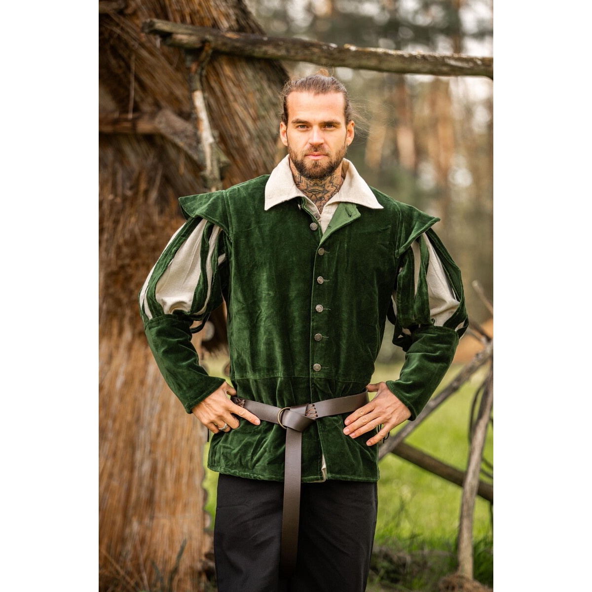 Chaqueta de lansquenete medieval Brandolf con mangas rasgadas