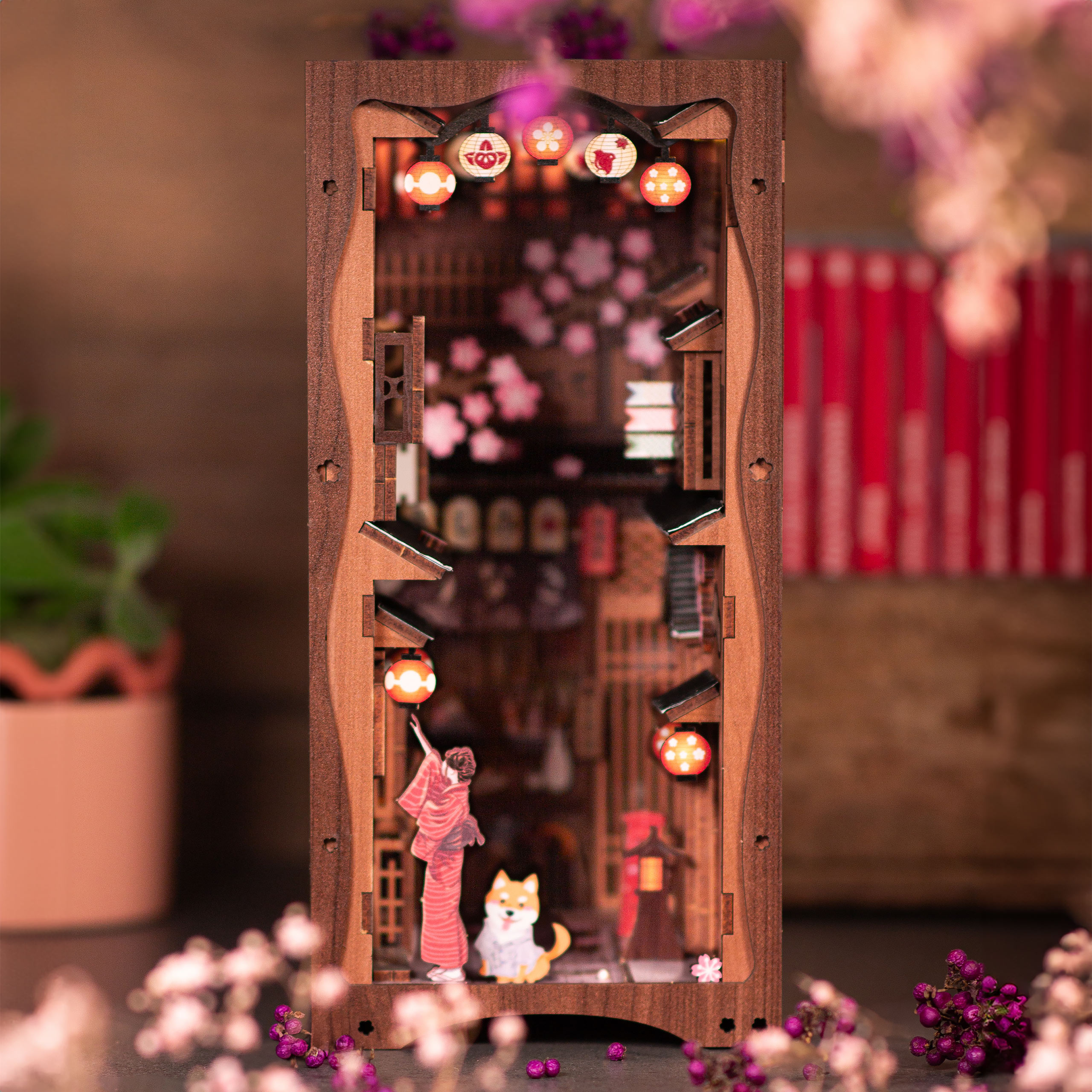 Sakura - Under the Sakura Tree Book Nook Model Kit Wood