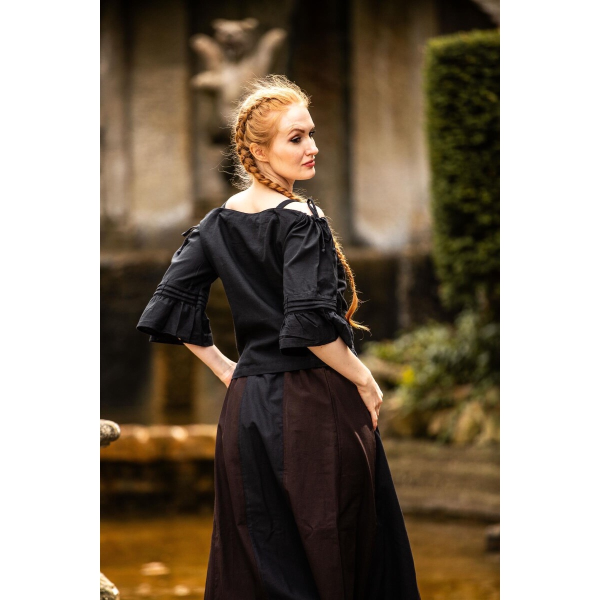 Średniowieczna bluzka na ramiączkach Prina czarna