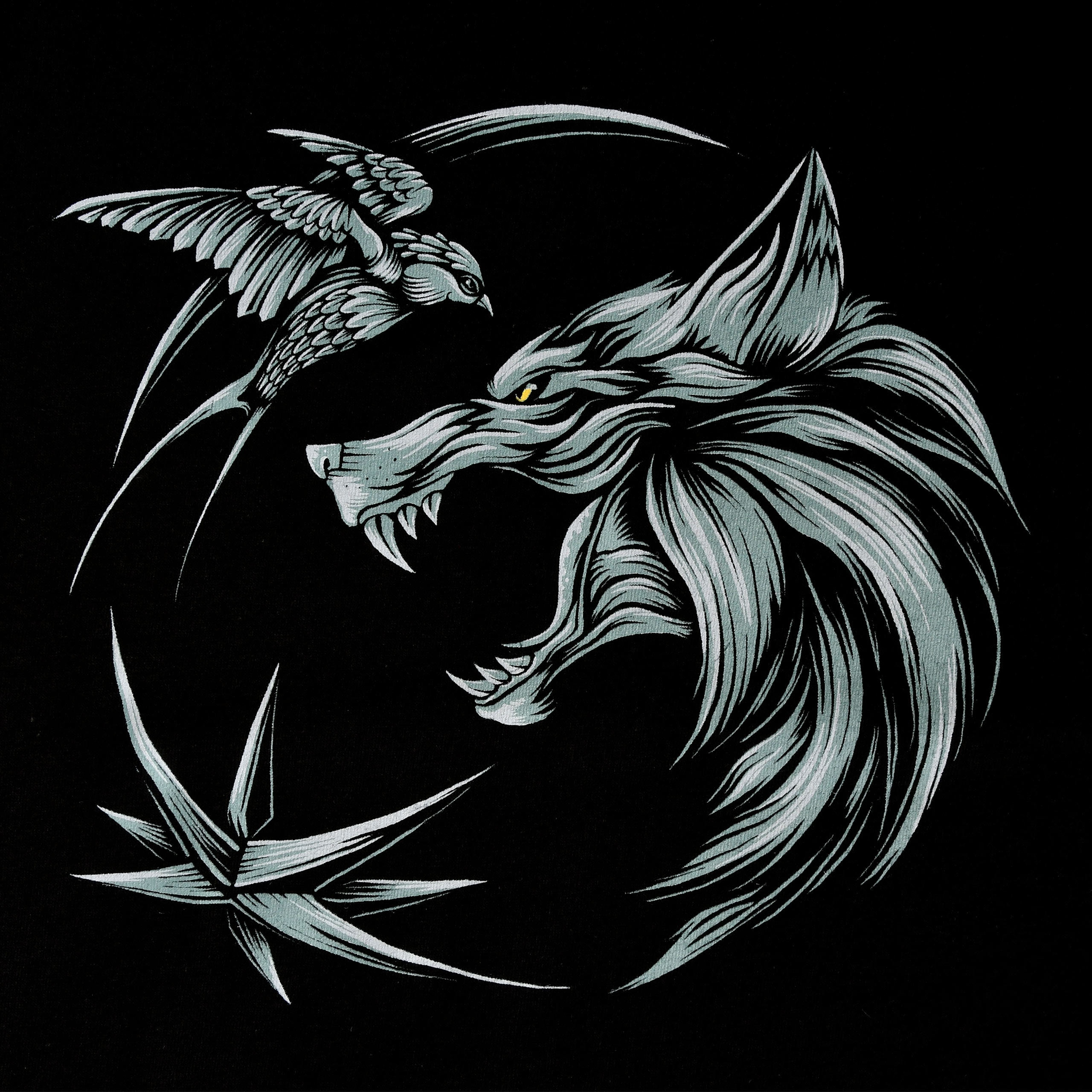 Witcher - Wolf Medaillon T-shirt zwart