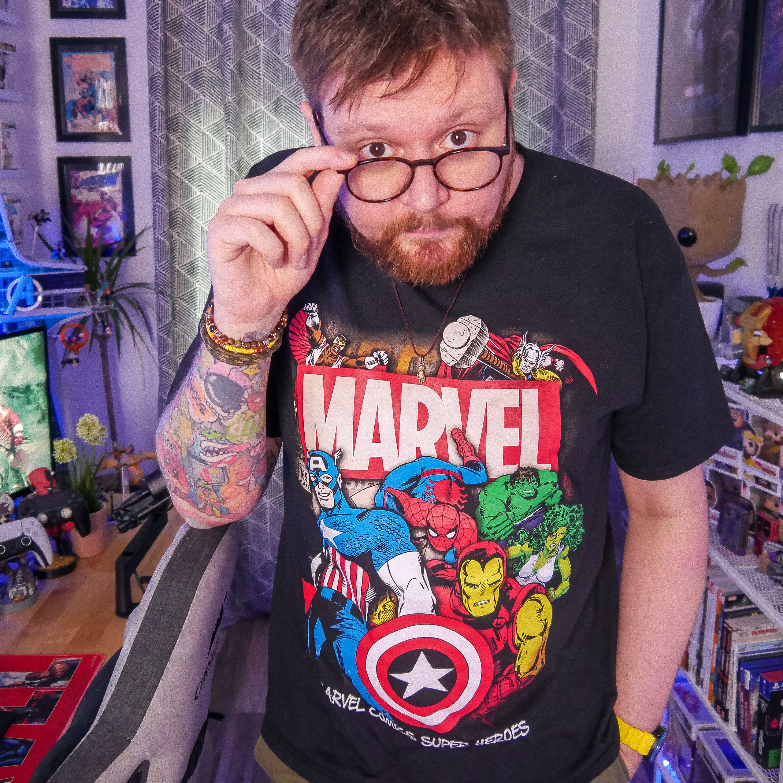 T-shirt noir des super-héros de Marvel Comics