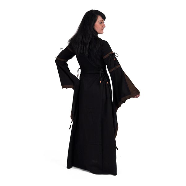 Leona - Middeleeuwse jurk zwart-bruin