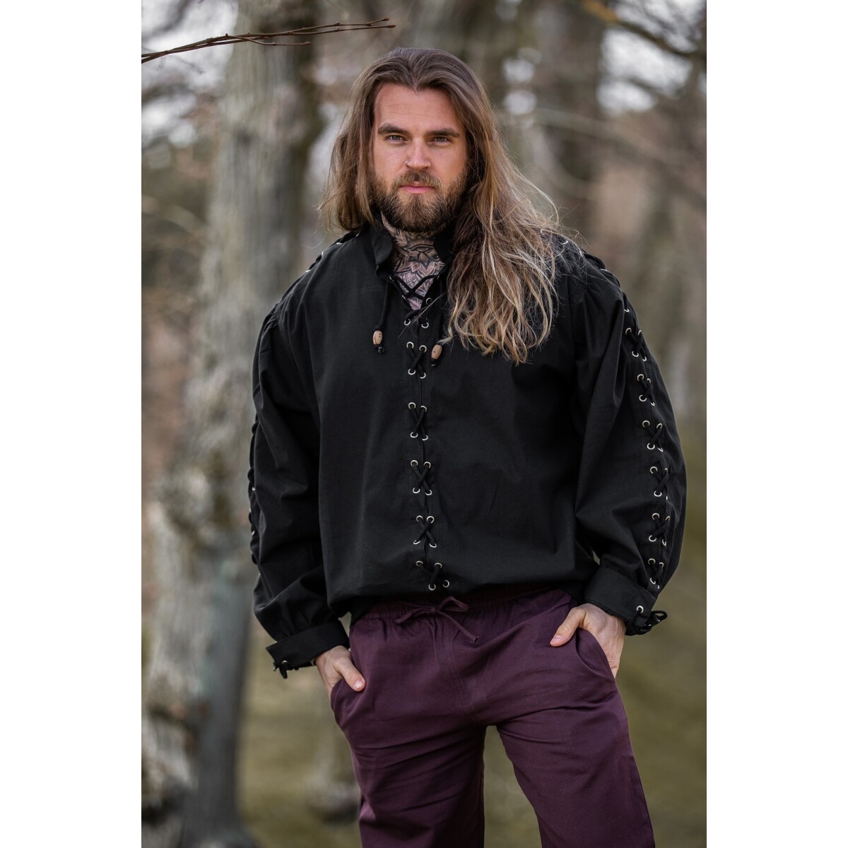 Camisa medieval Gustavo negra